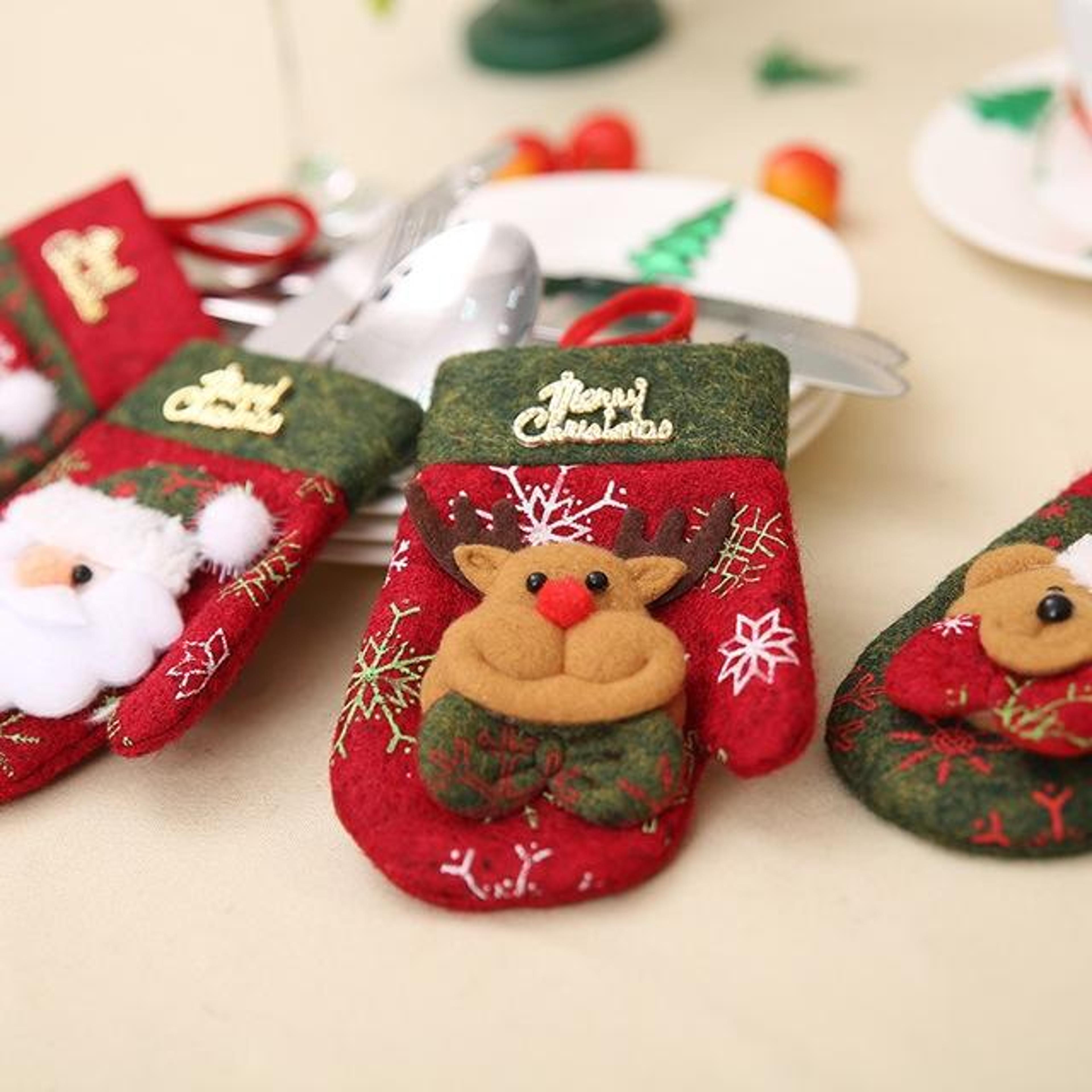 christmas glove christmas cutlery holders for festive table decor & silverware gift bags
