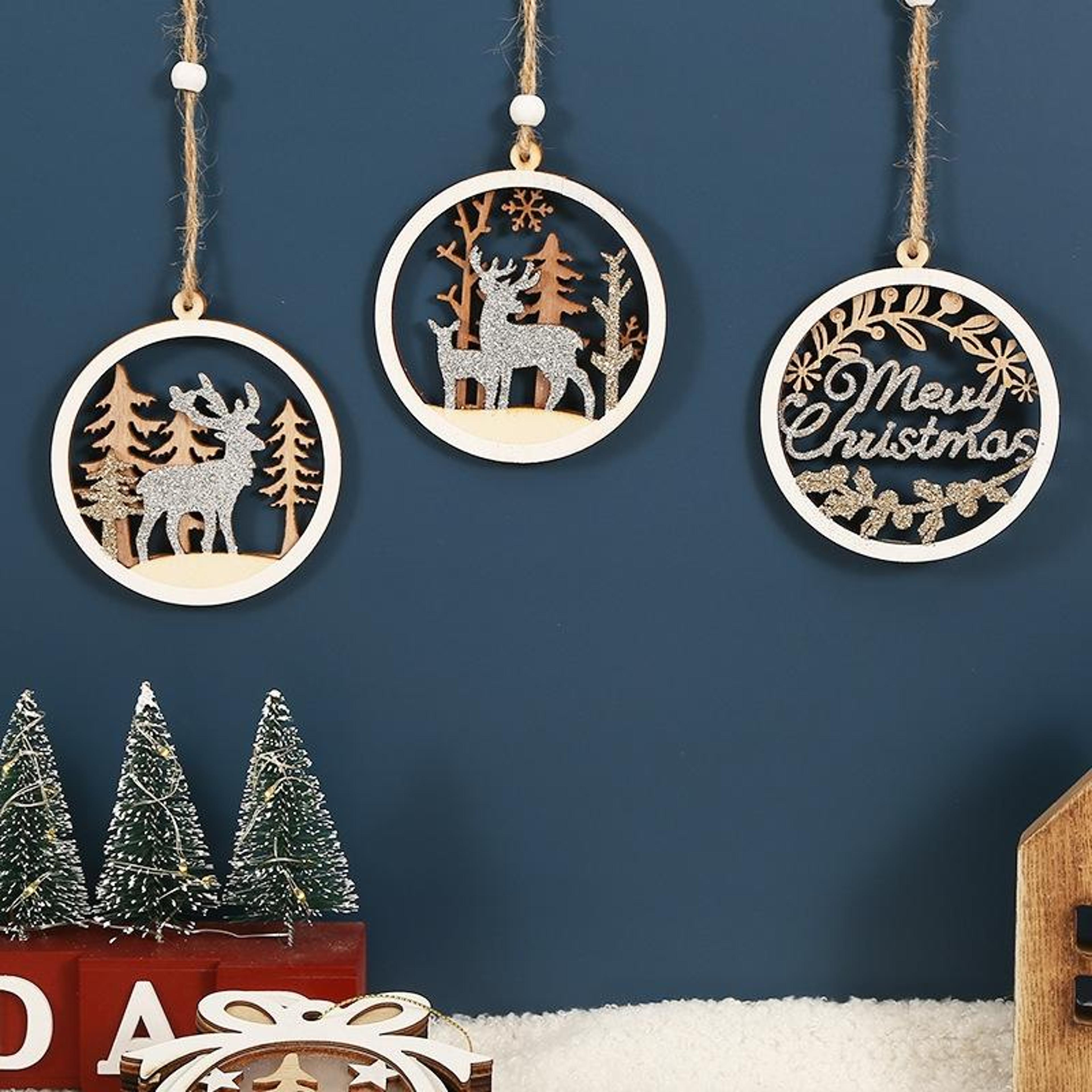 rustic wooden christmas ornaments hanging pendants for christmas tree & holiday home decor