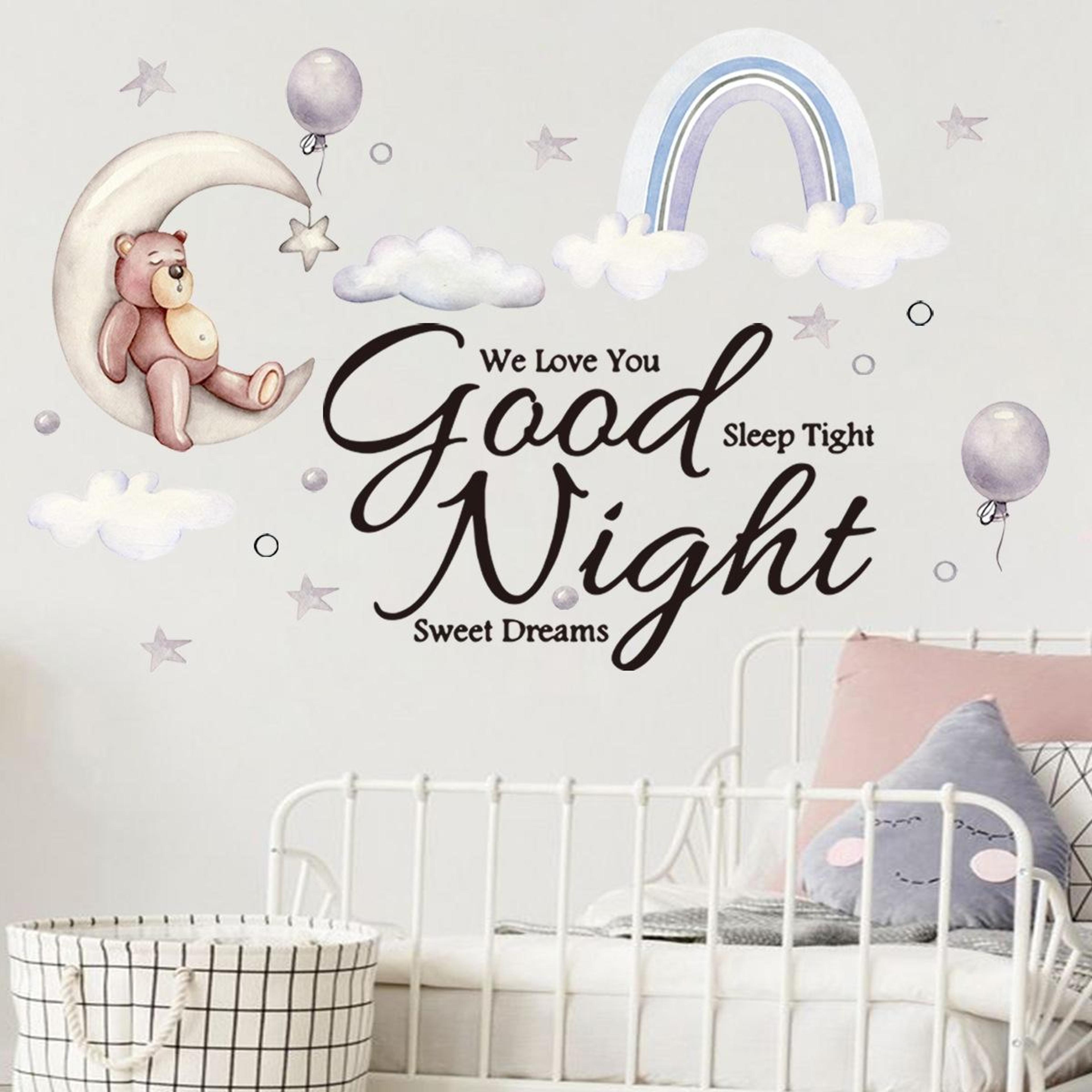 cartoon kids wall stickers set, peel and stick pvc nursery wall decor 2pcs