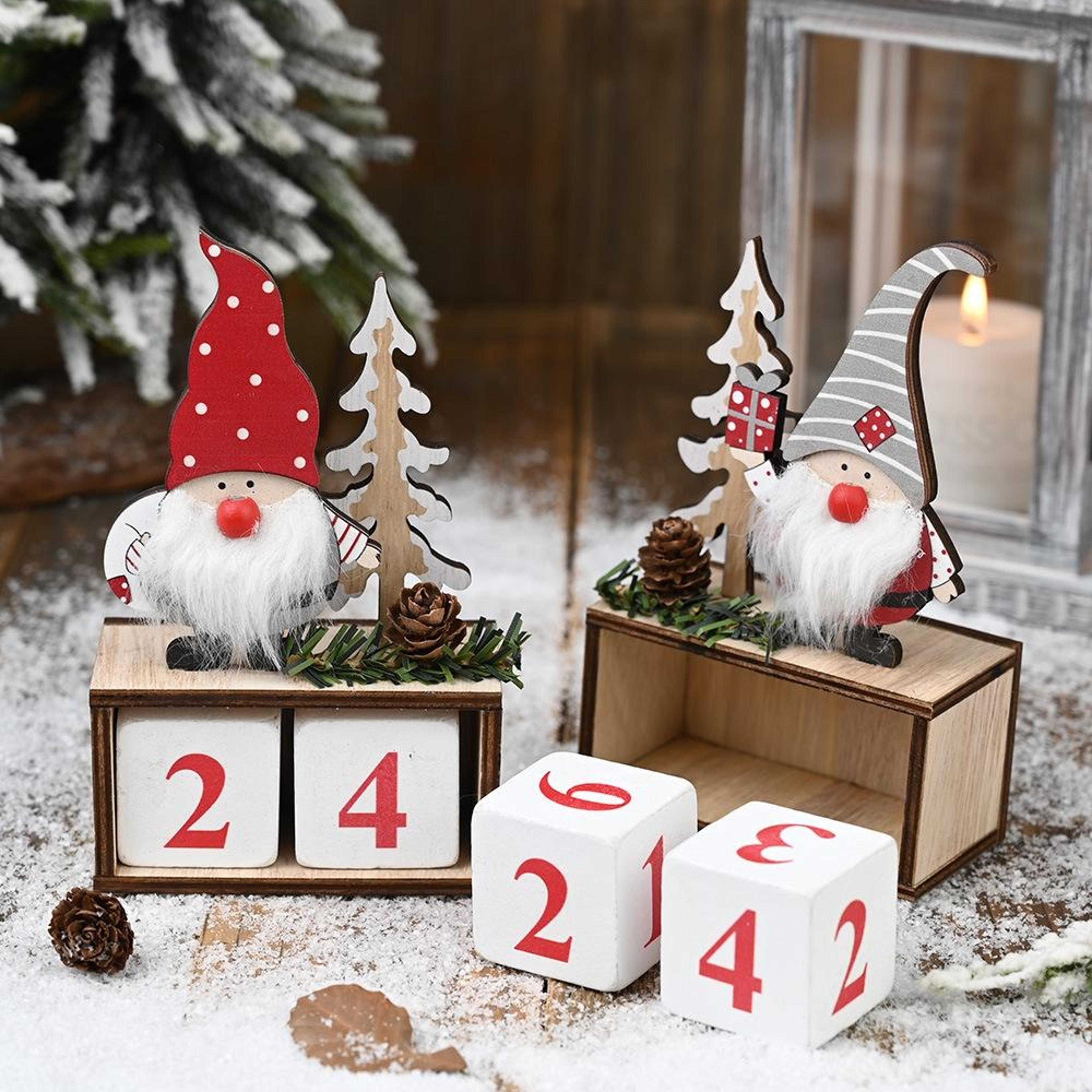 christmas wooden advent countdown calendar ornament rustic holiday decor