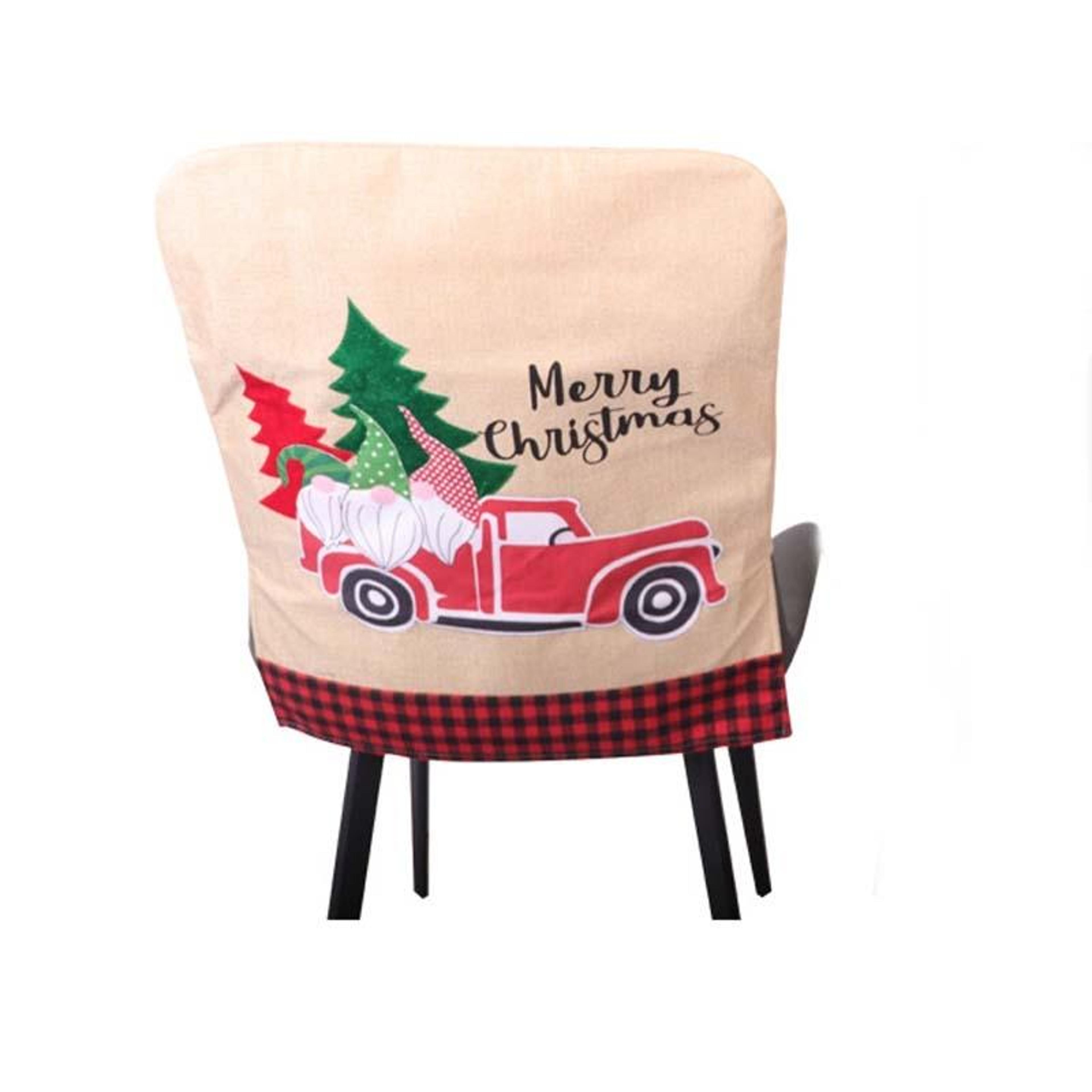 christmas linen chair cover for dining chairs, reusable holiday chair slipcover decor