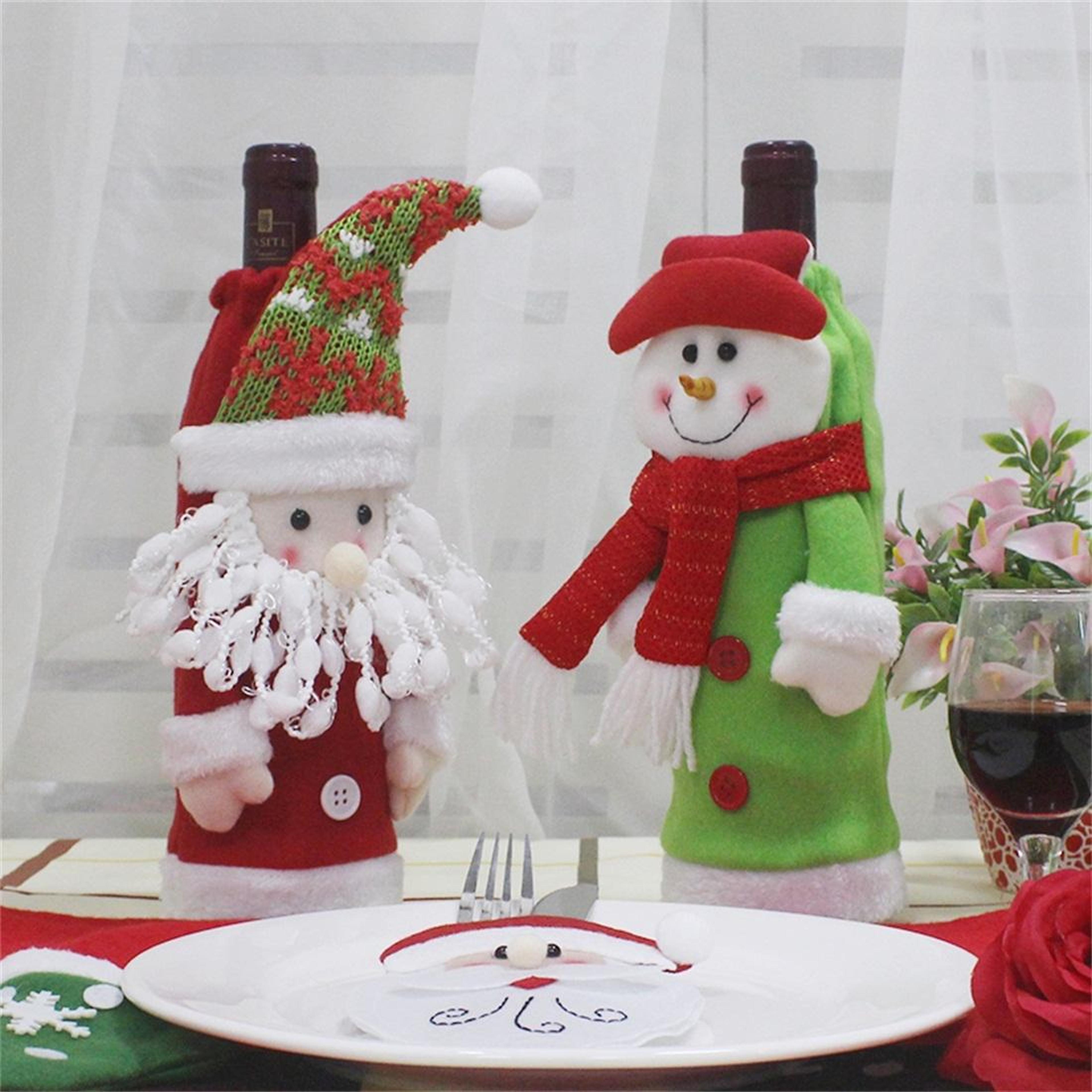 santa claus christmas wine bottle cover decorative gift bag for holiday table decor