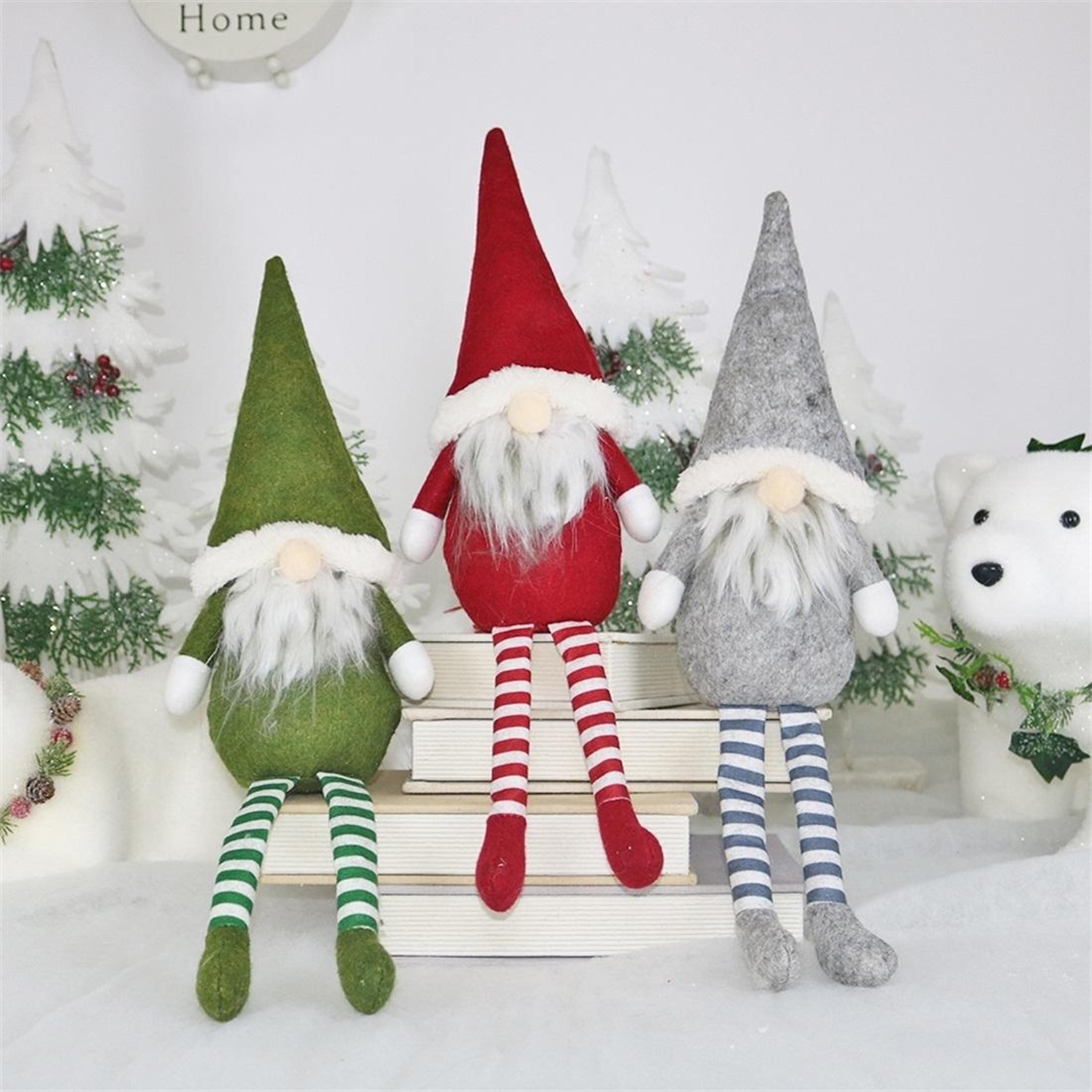 faceless christmas gnome decoration plush window ornament nordic holiday sitting doll