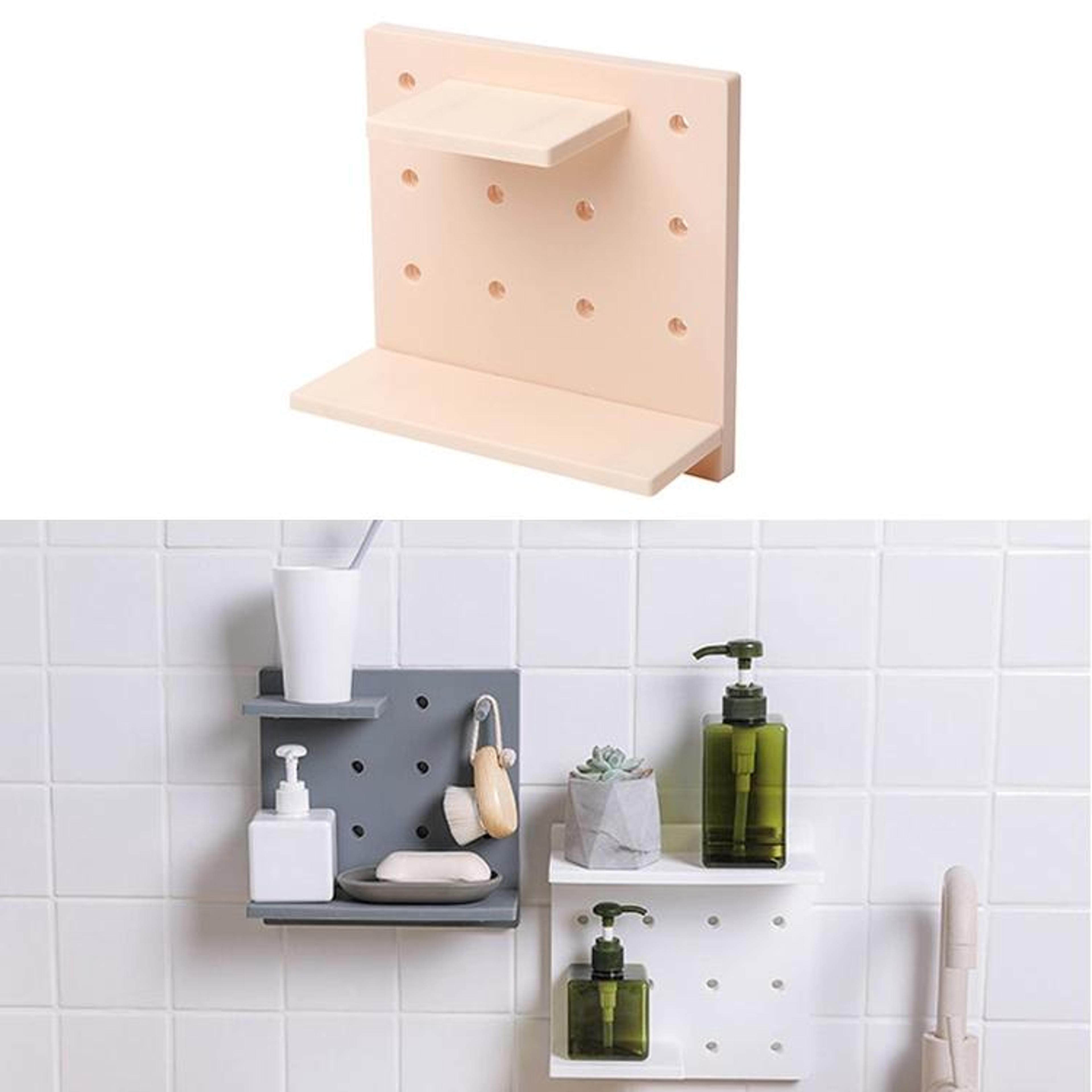 no drill adhesive wall shelf for bathroom kitchen storage