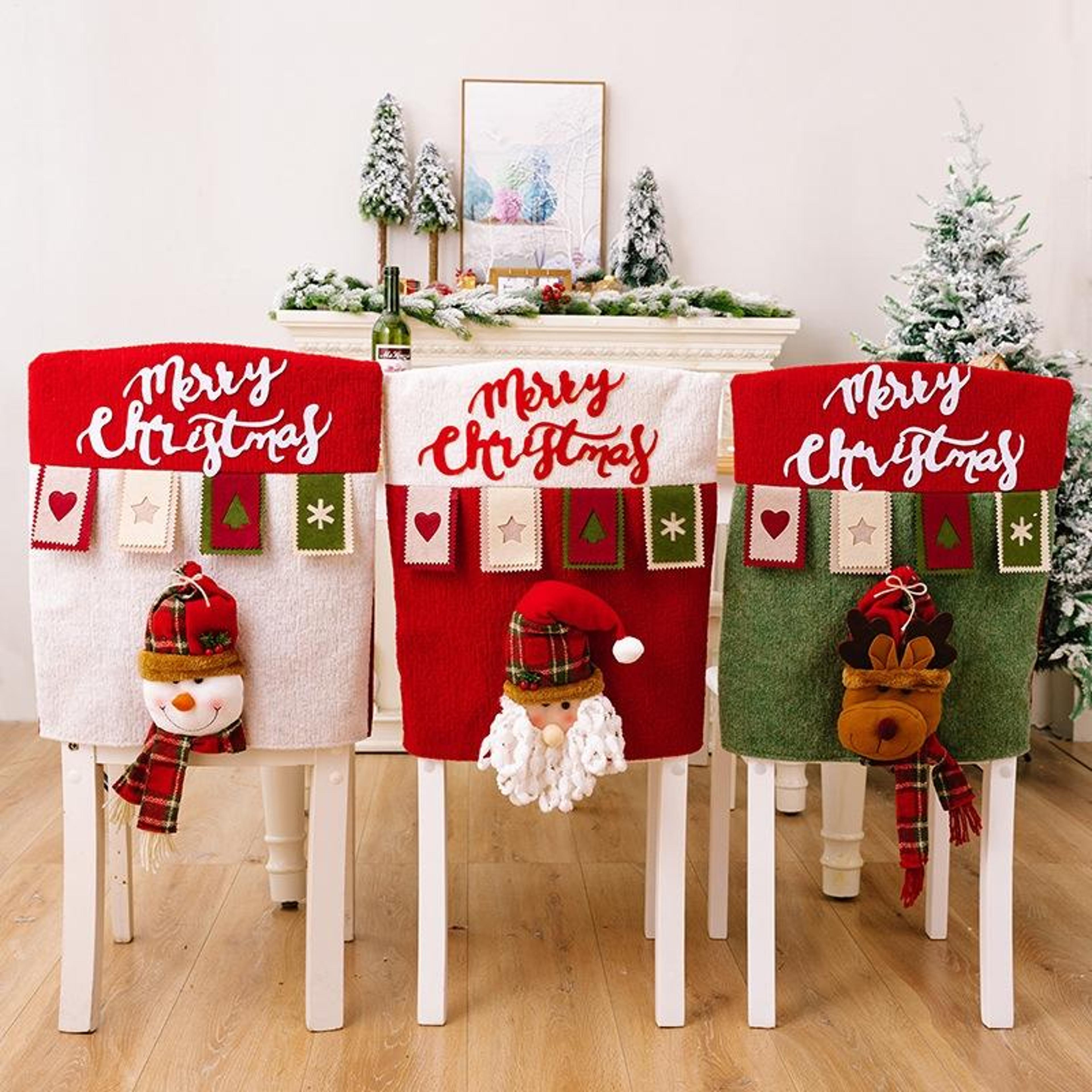 3d christmas chair cover festive cartoon doll chair back decoration
