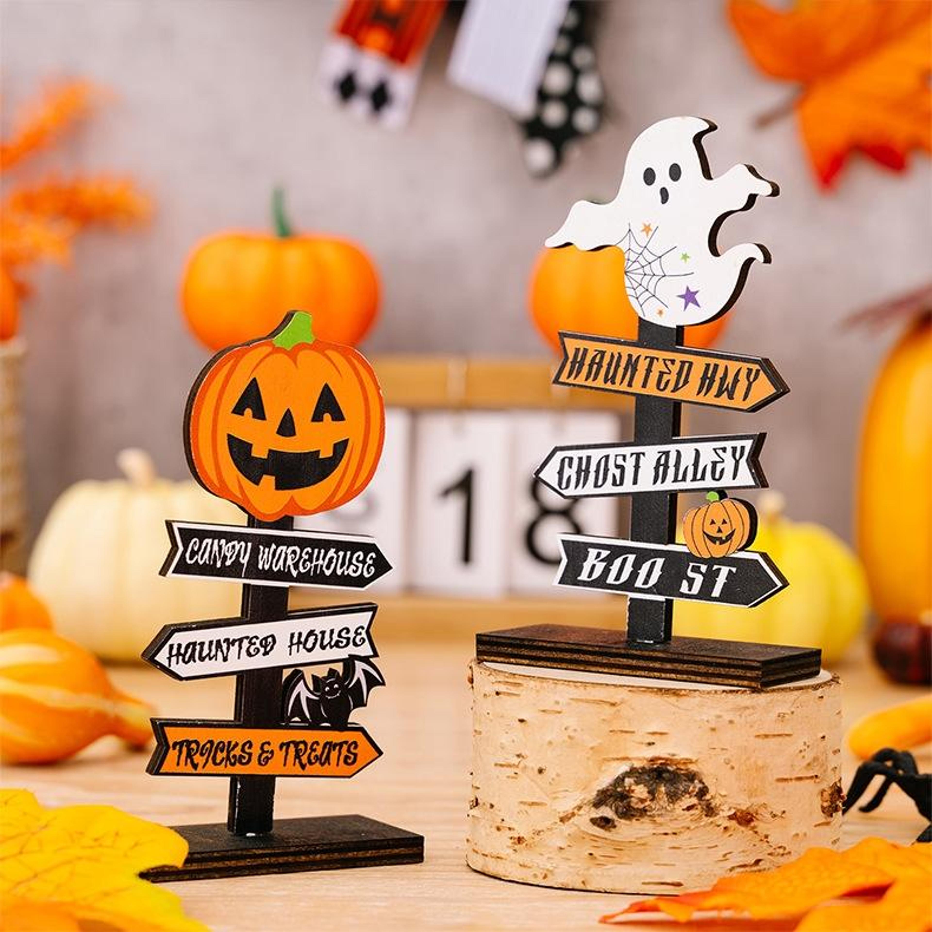 cute ghost halloween wooden decoration cartoon sign for home and party decor
