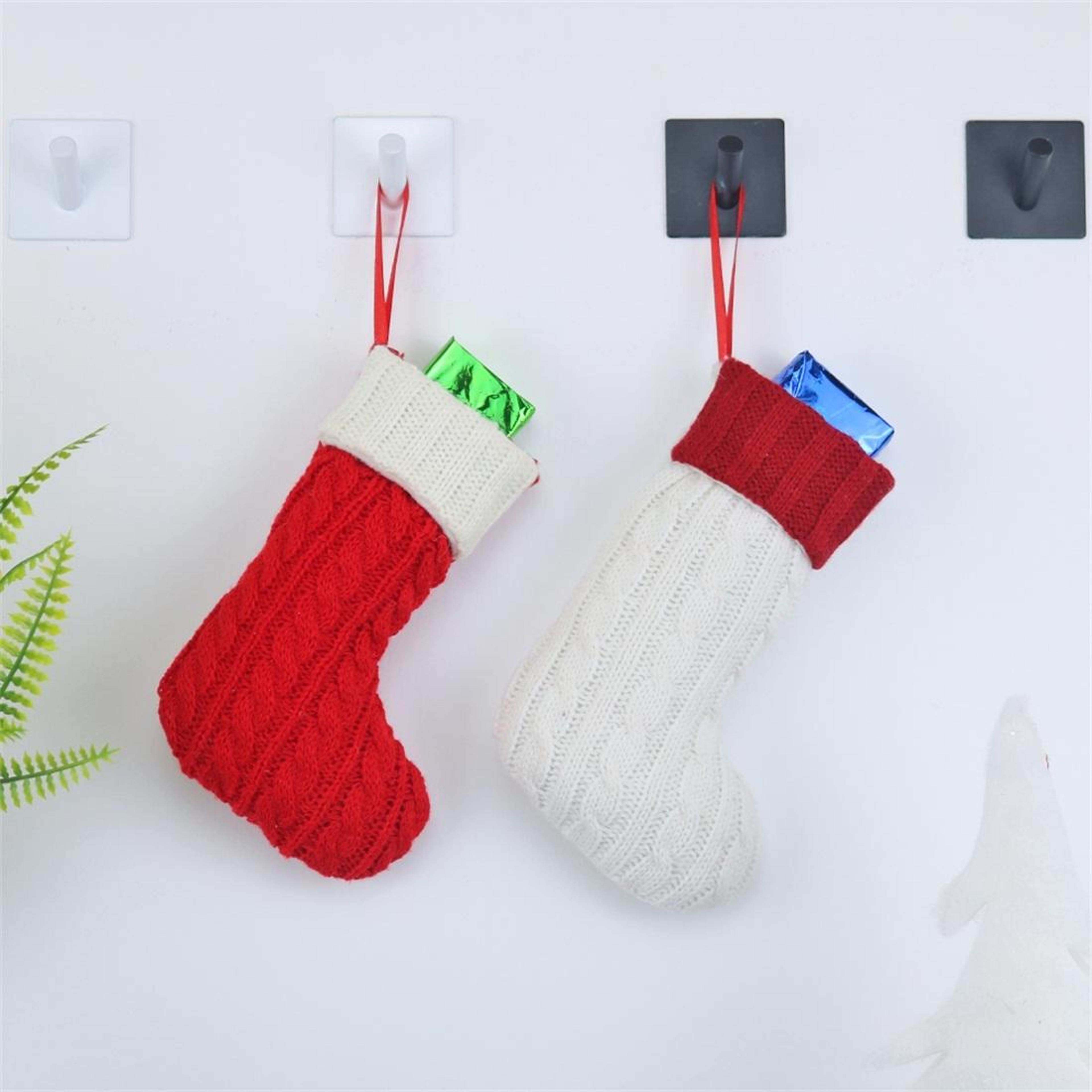2 pcs christmas stocking gift bags wool knit christmas tree decorations for gifts and holiday decor