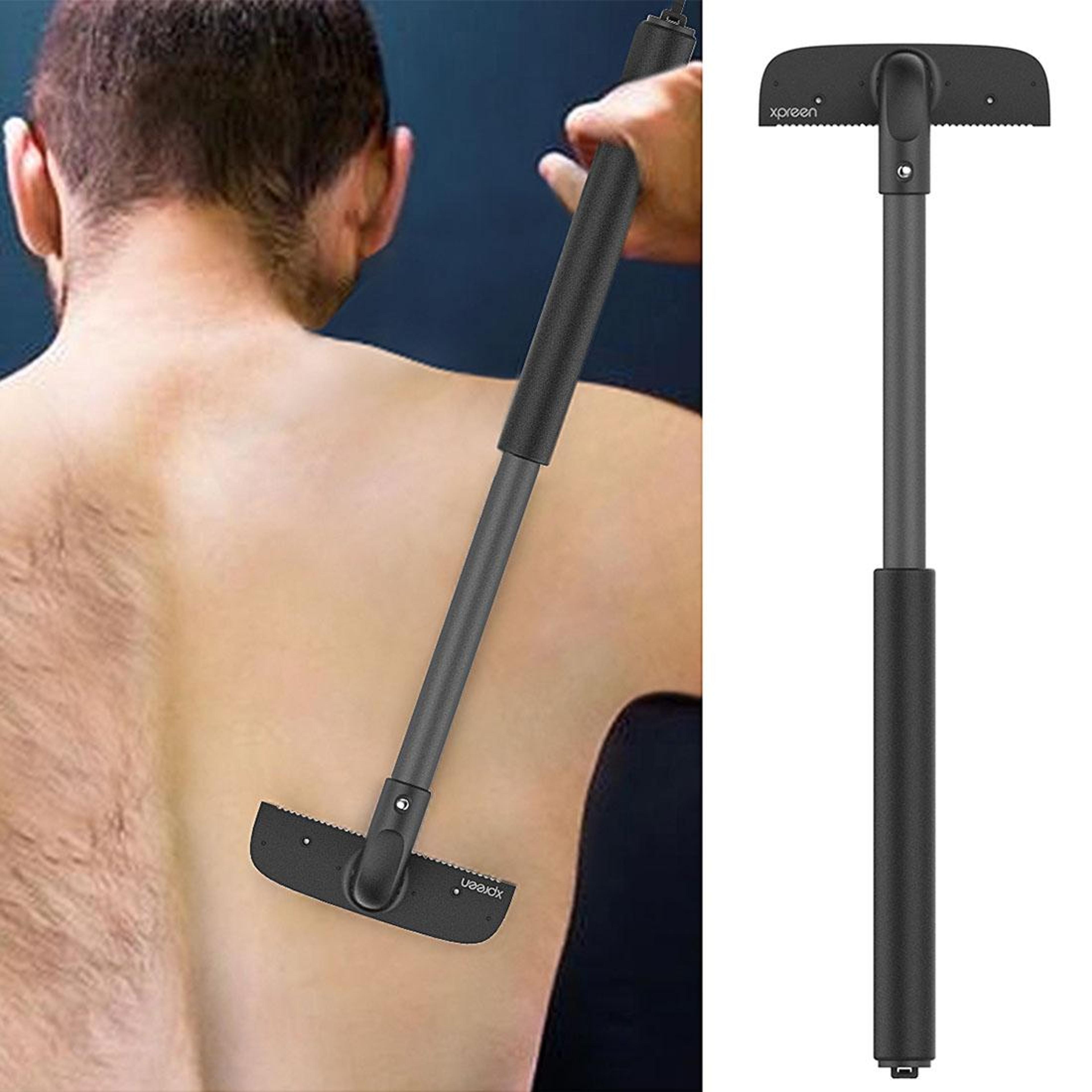 xpreen back shaver for men with extendable handle and stainless steel blade
