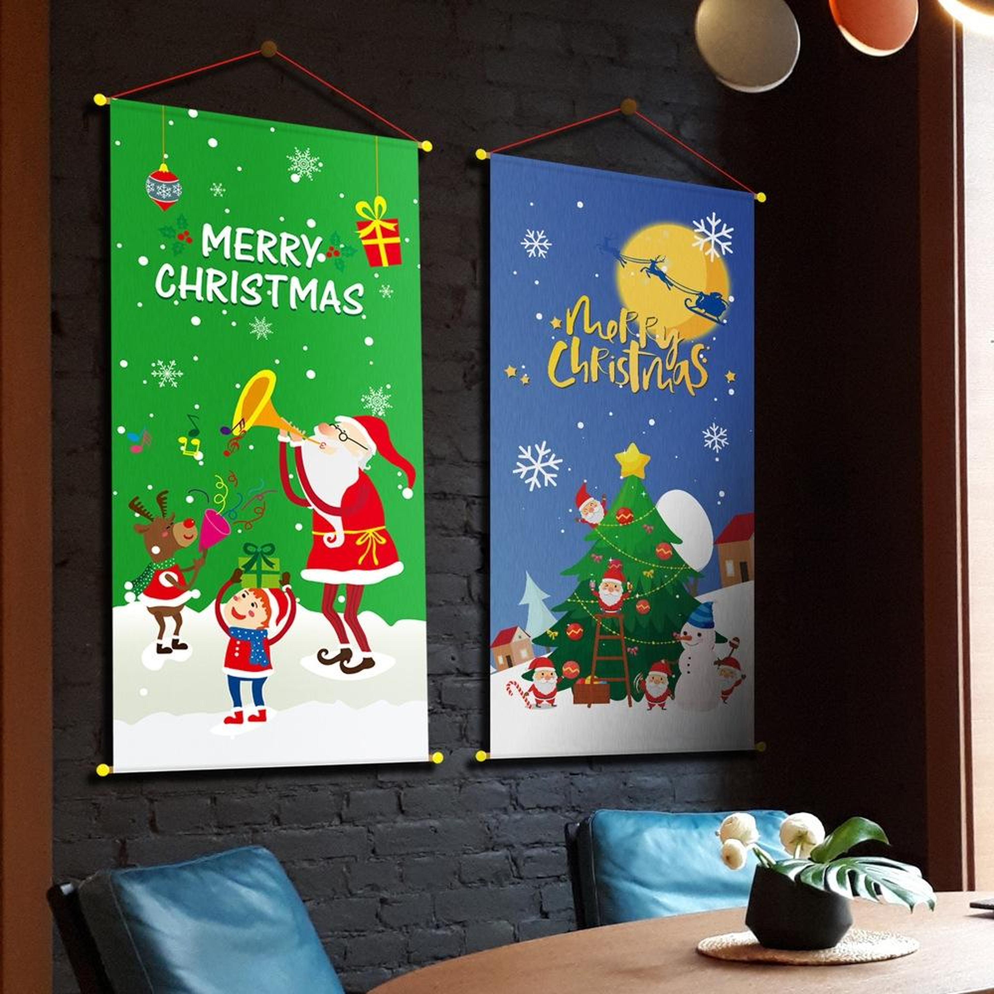 festive cloth christmas poster for holiday party and commercial christmas decorations