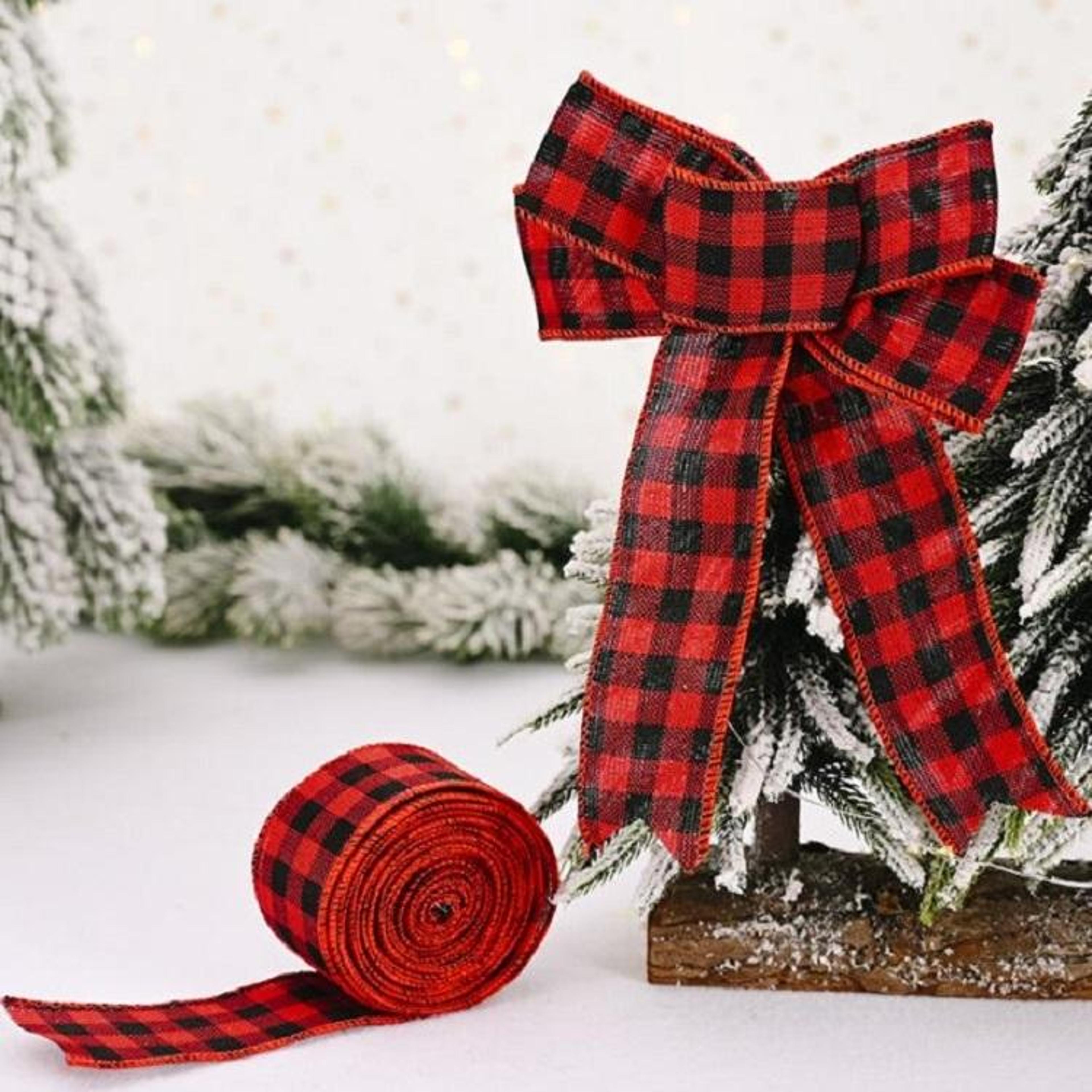 red and black plaid christmas tree ribbon 2m decorative holiday ribbon