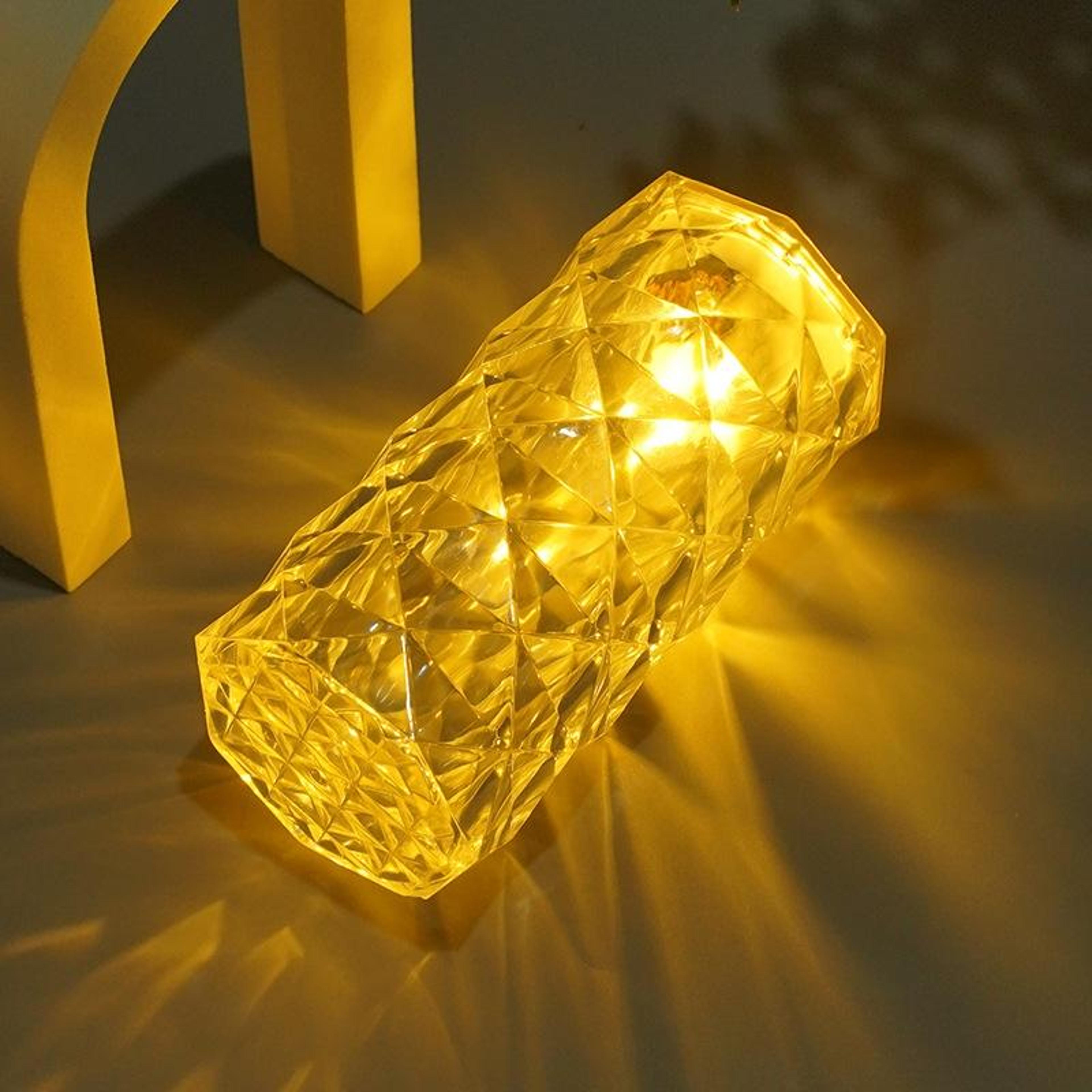 2 pcs crystal rose lamp with soft rose projection bedside ambient night light