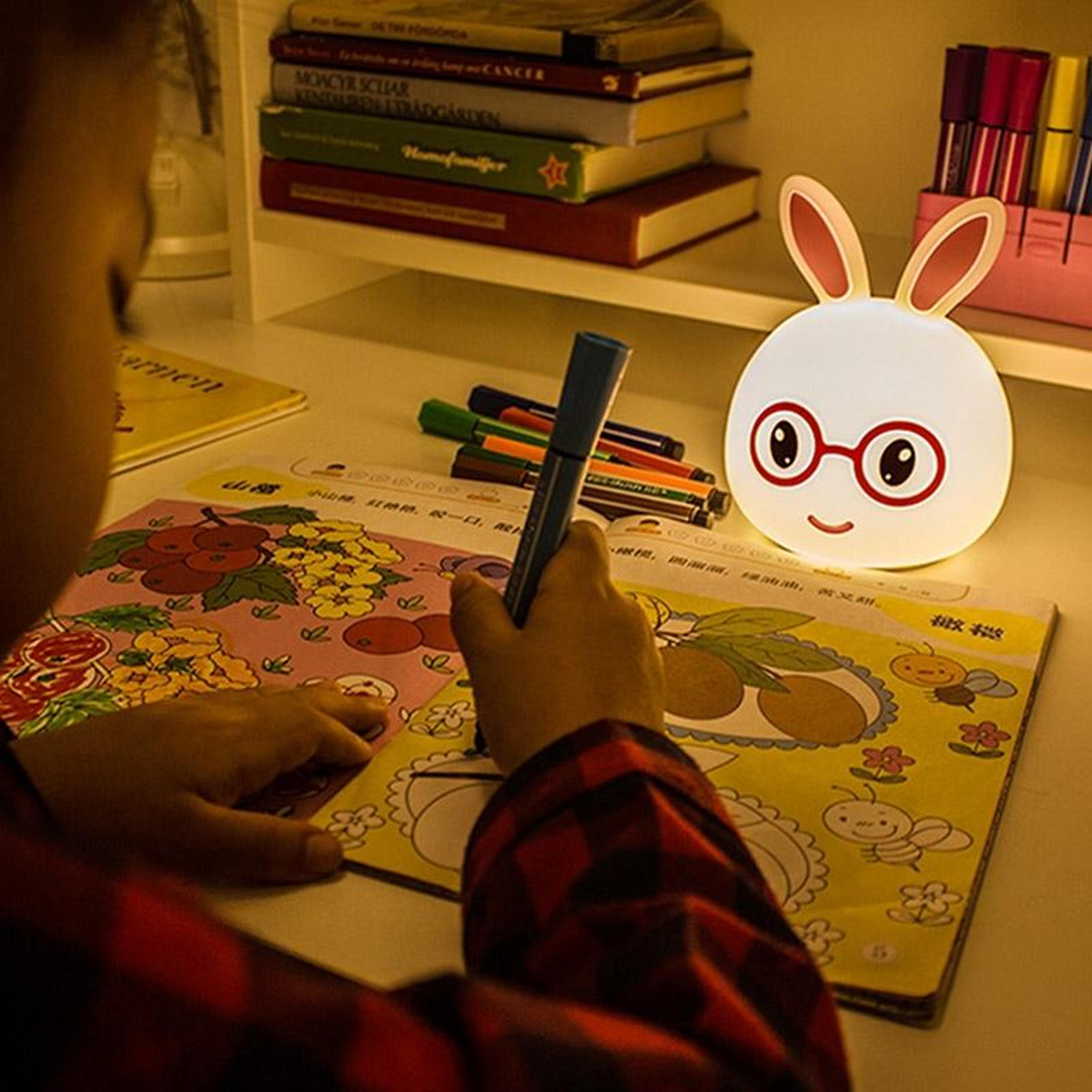cute rabbit night light for kids with color changing light and touch pat sensor