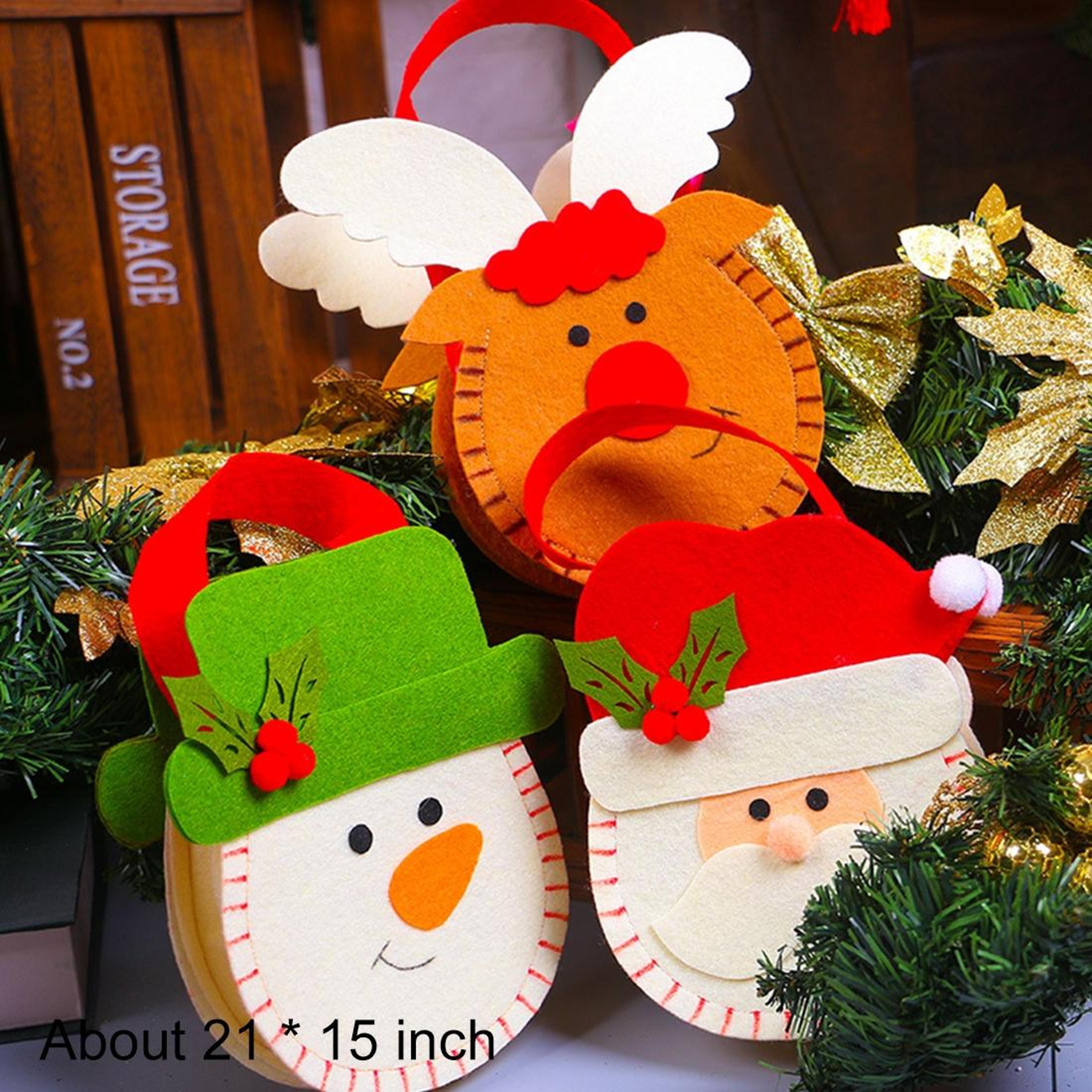 santa christmas gift bag reusable non woven holiday tote with handles
