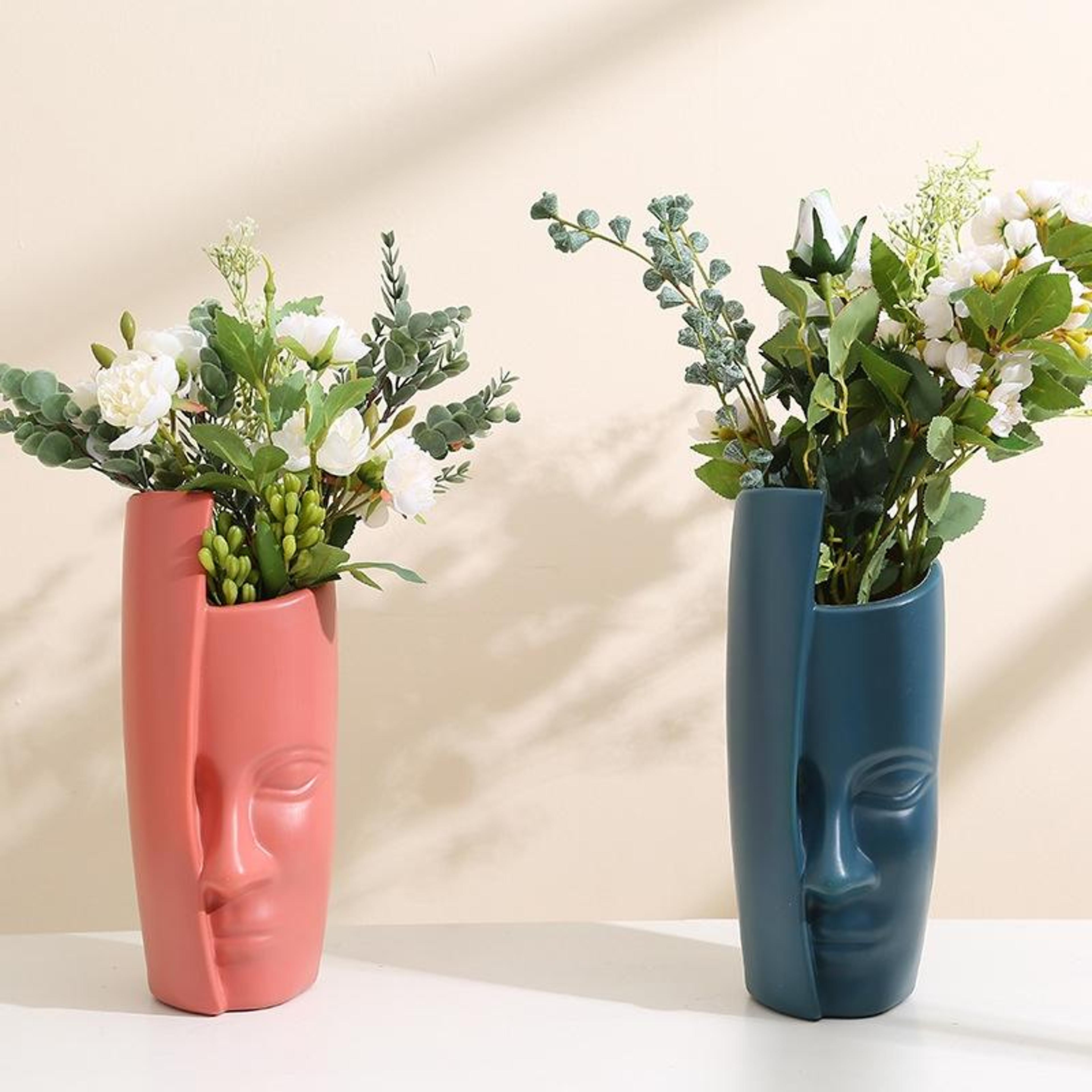drop-proof plastic flower vase with porcelain-look glaze for modern home decor