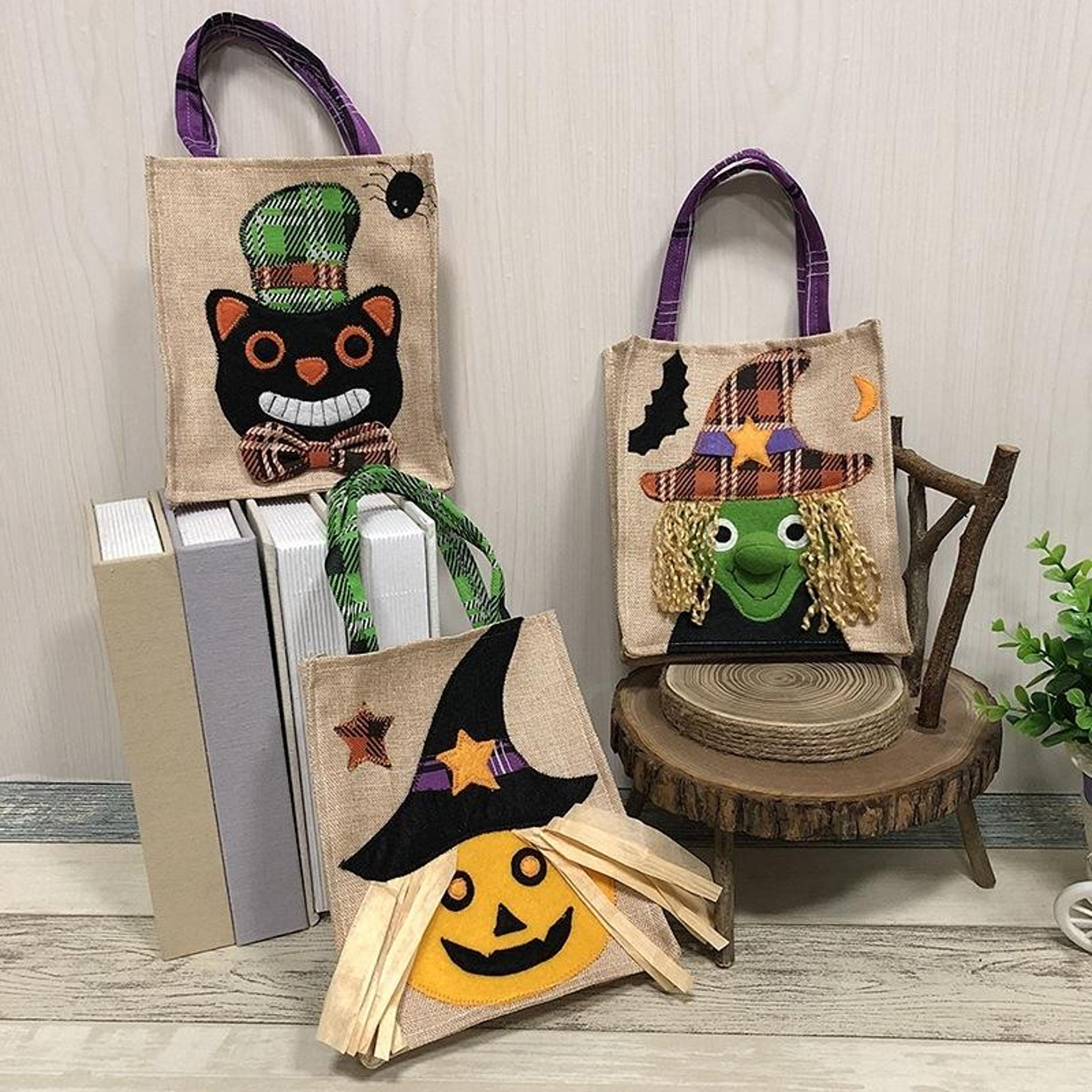 spooky witch halloween gift bag reusable halloween treat bag for candy, gifts & party decor