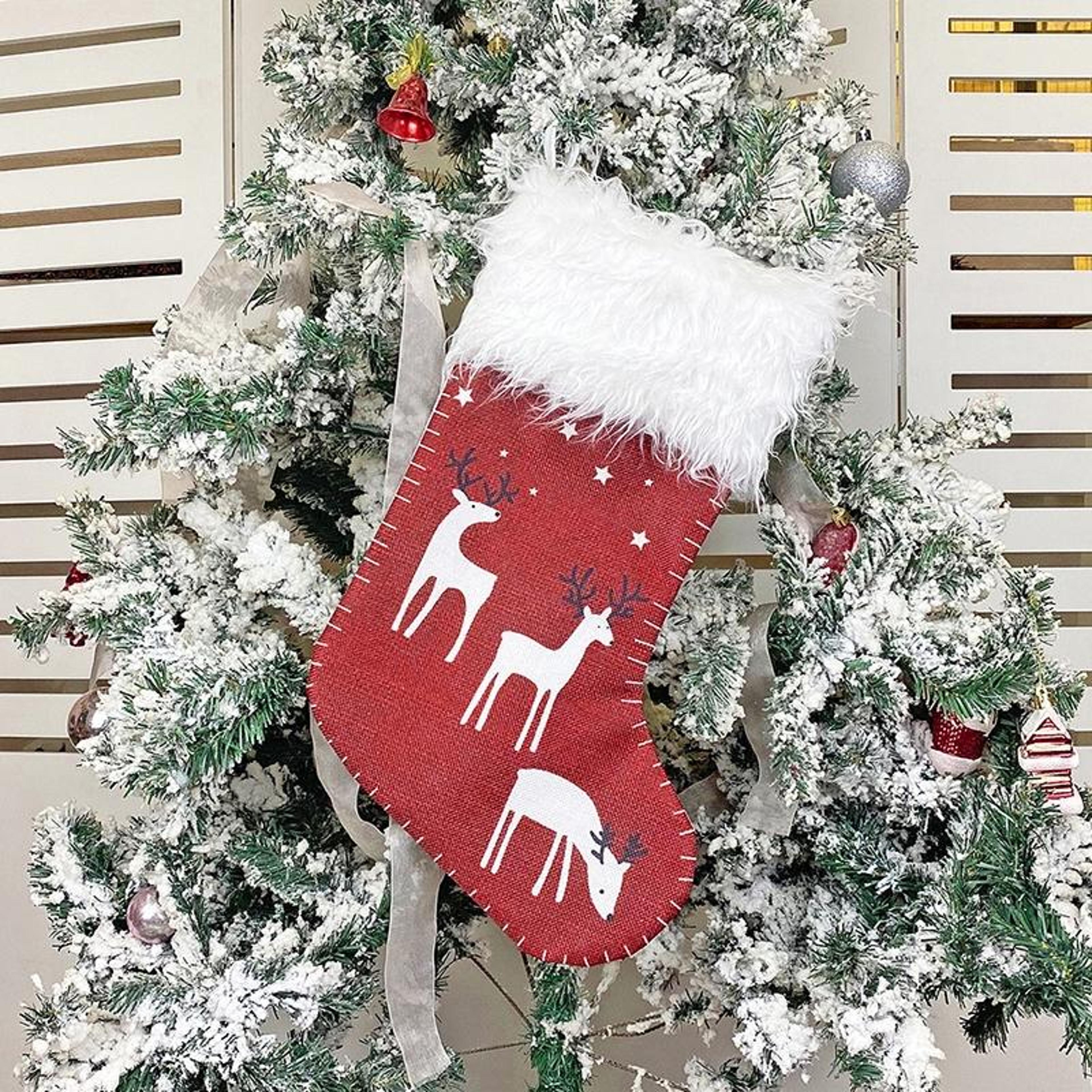 reindeer christmas stocking gift bag plush christmas decoration for candy & small gifts