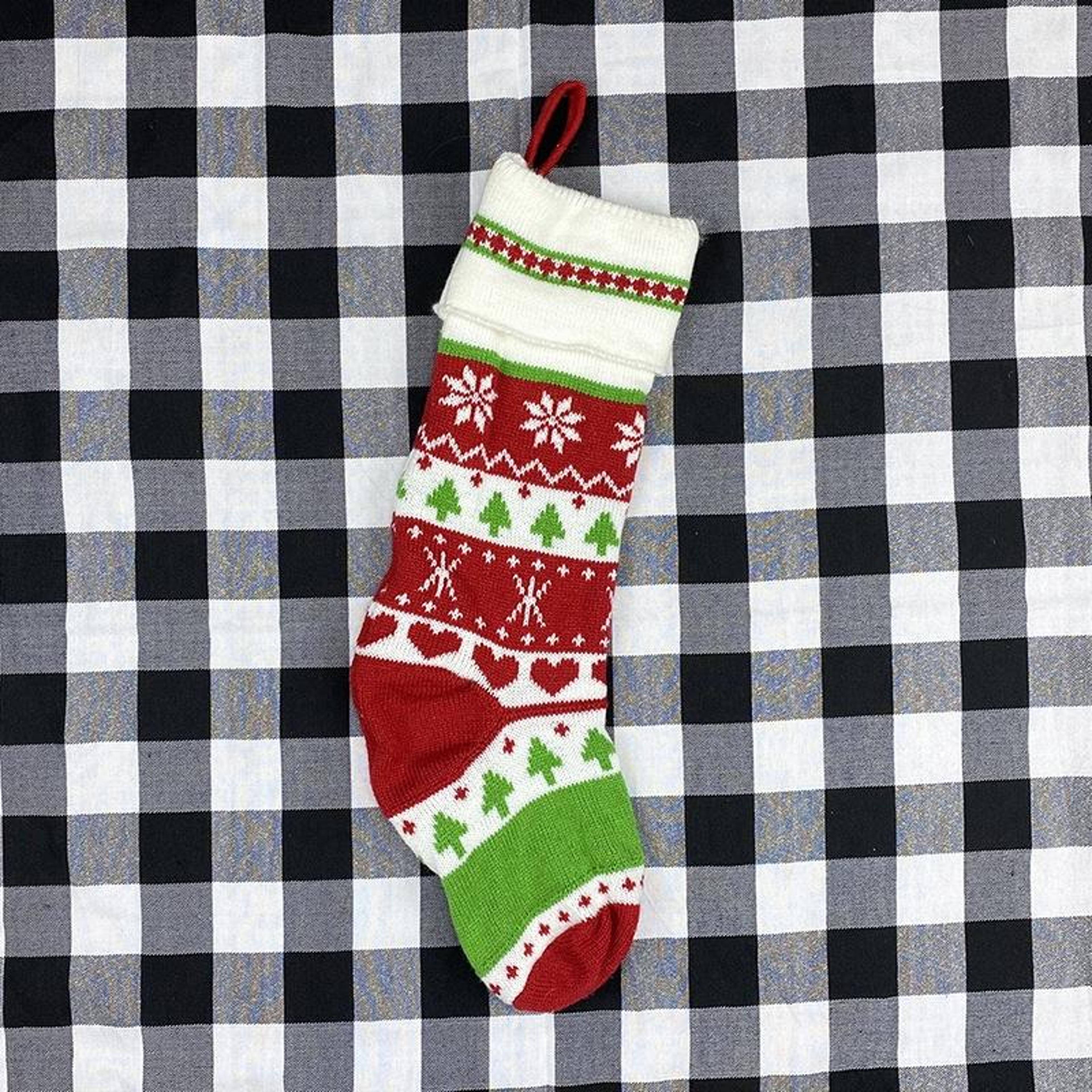 cozy christmas stocking gift bag for kids, woolen christmas candy bag and hanging holiday decor