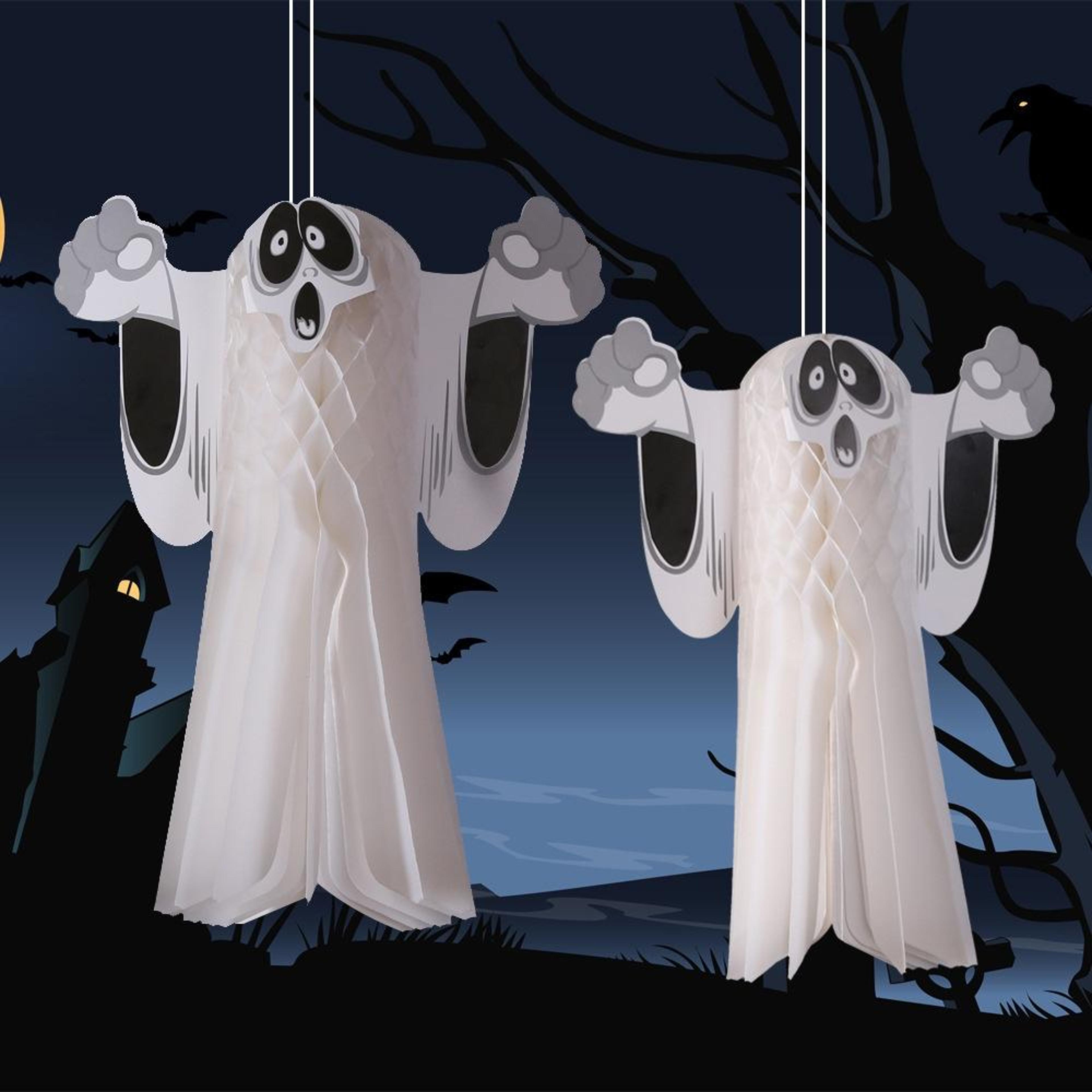 honeycomb ghost hanging decoration for halloween parties and spooky home decor