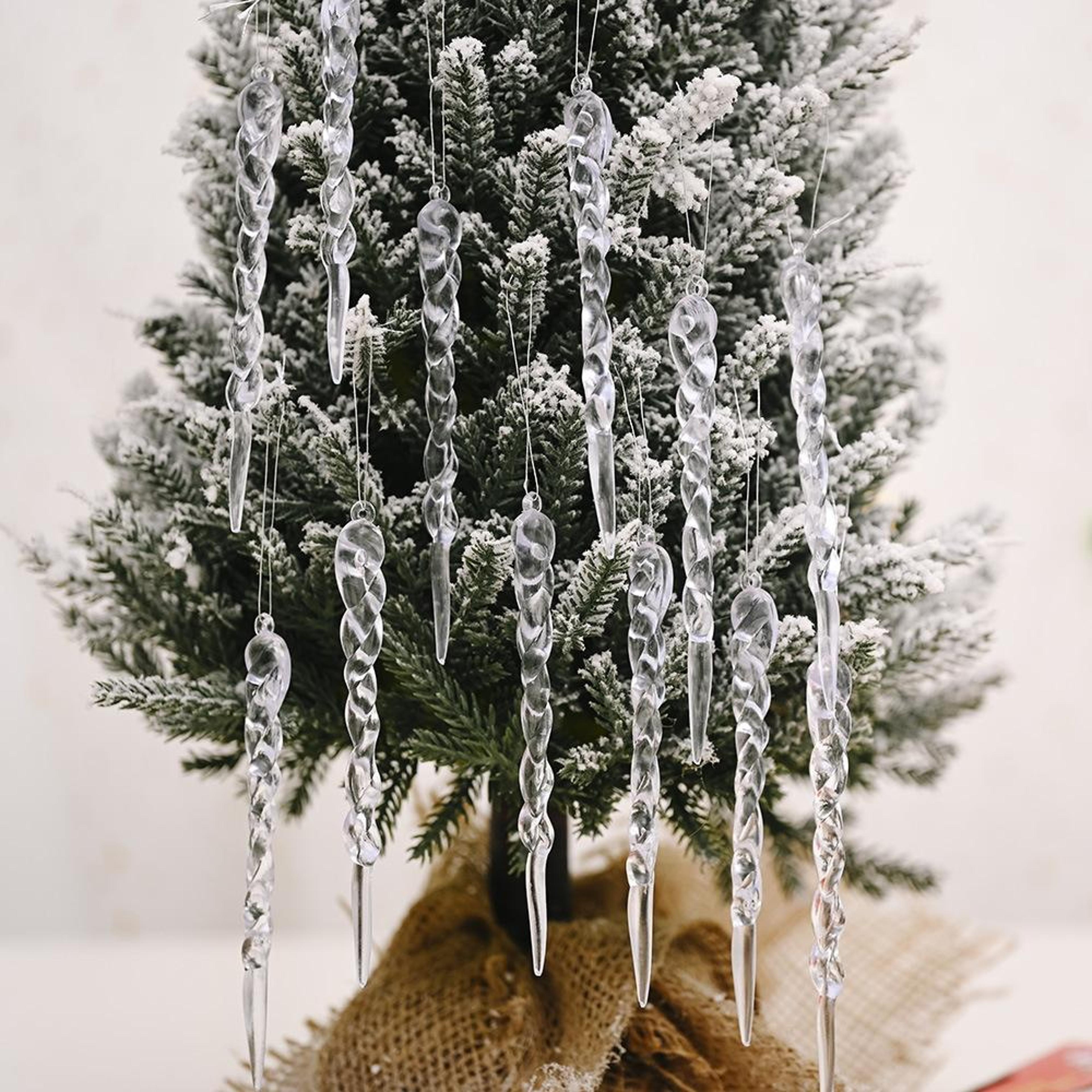 12pcs transparent icicle ornaments for christmas tree hanging decorations