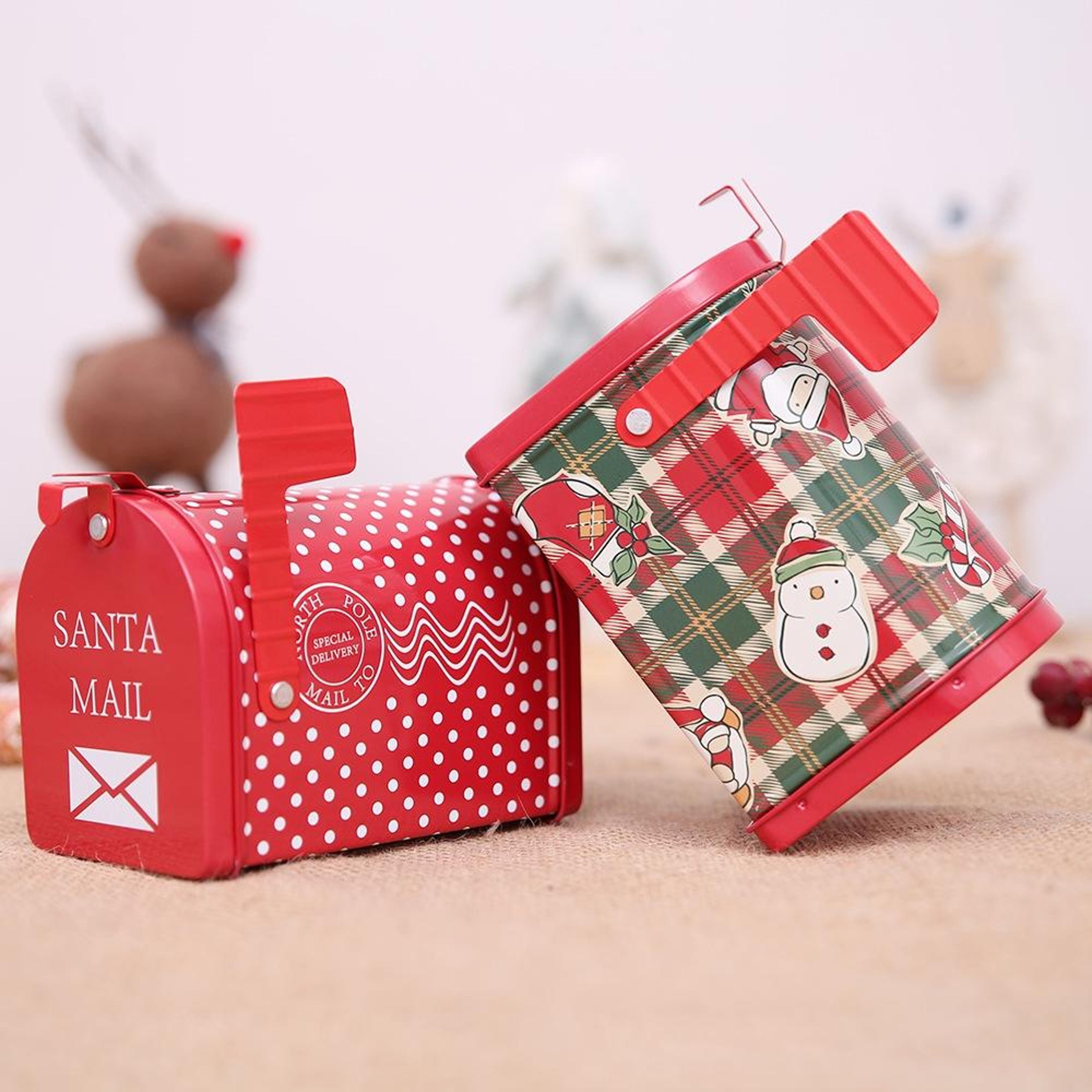 christmas mailbox tin candy gift box for festive decor and holiday treats