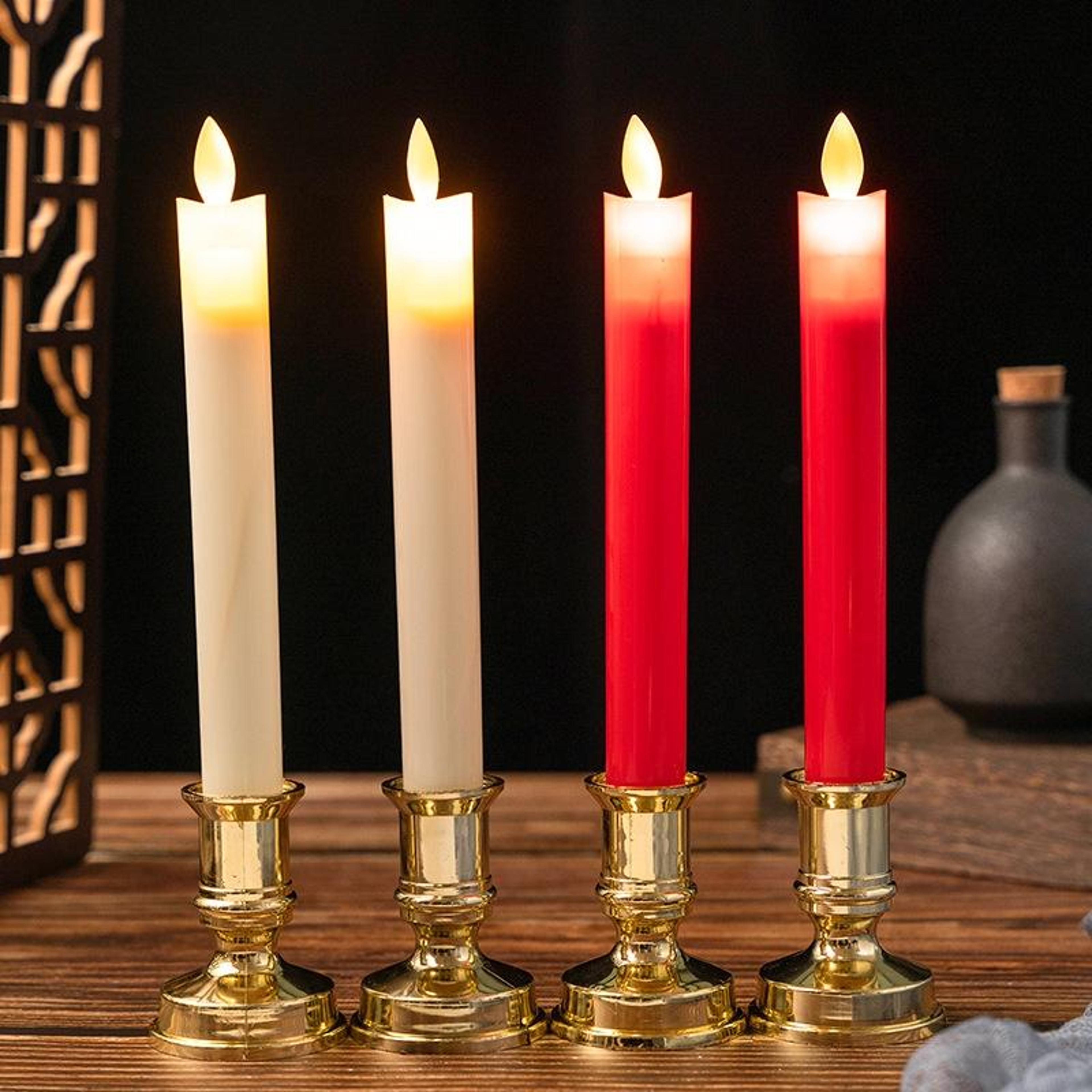 2pcs flameless led candles with swing wick long rod electronic temple & wedding candle lights