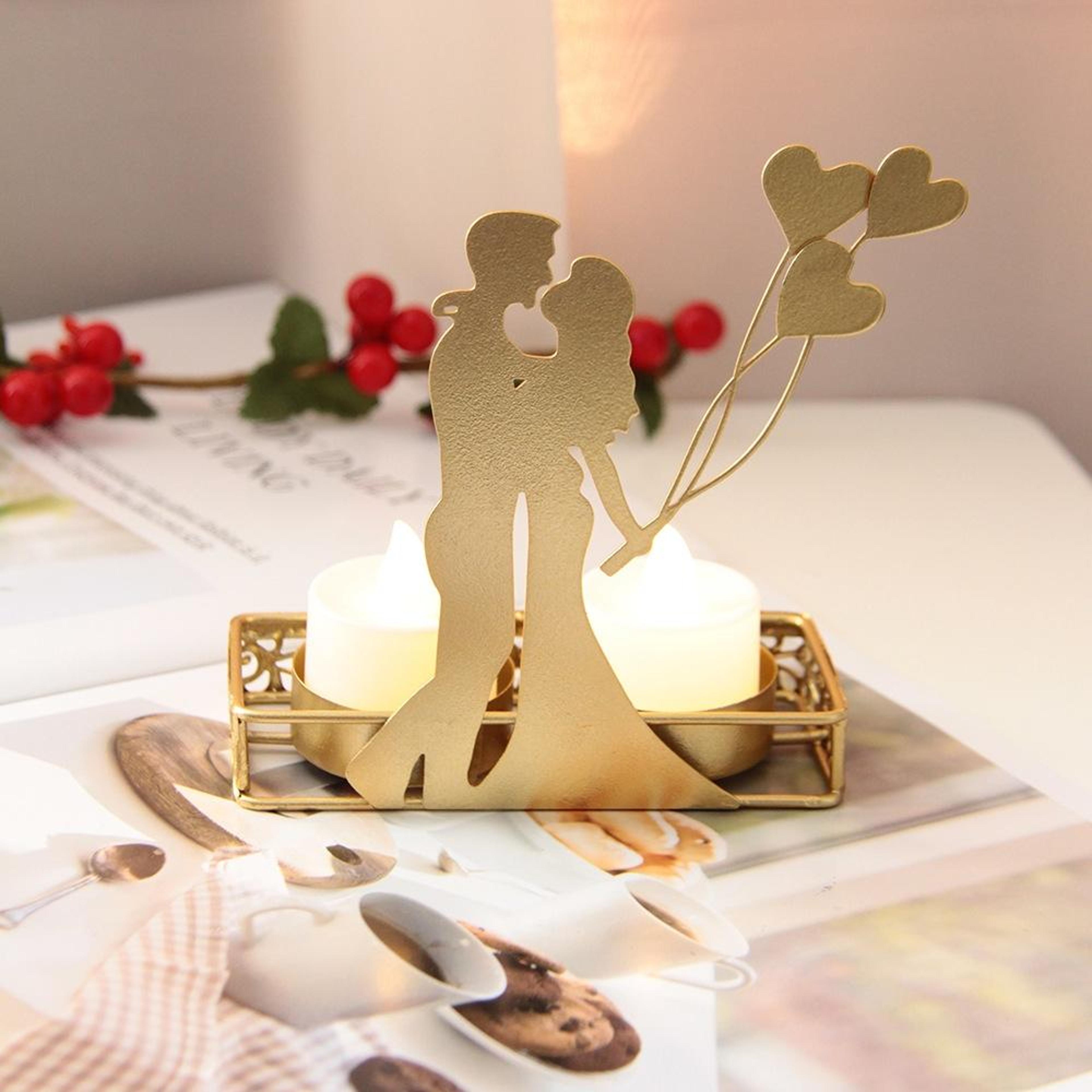 romantic gold heart candle holder for valentine day, weddings and table decor