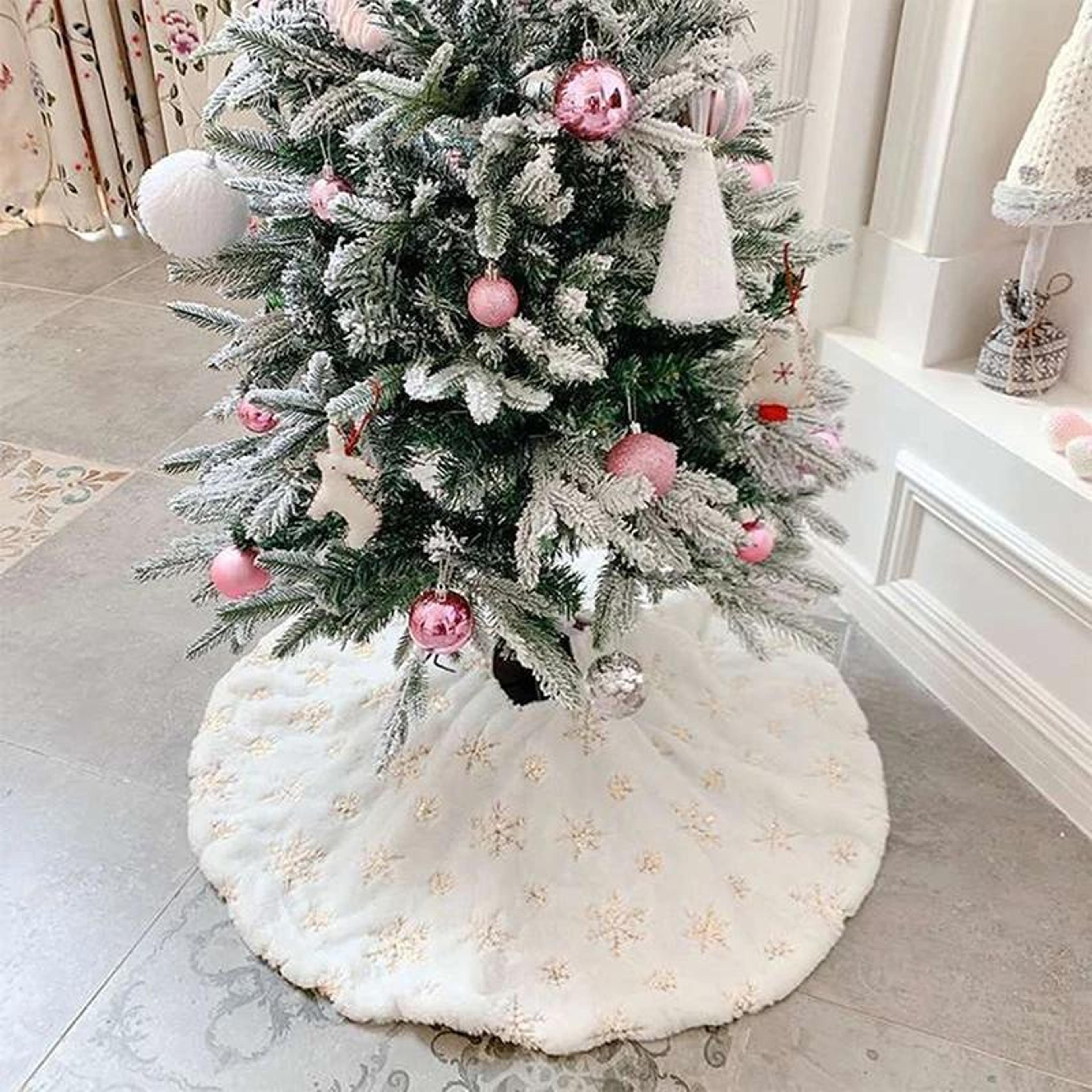 christmas tree skirt with gold pentagram non-slip christmas tree mat