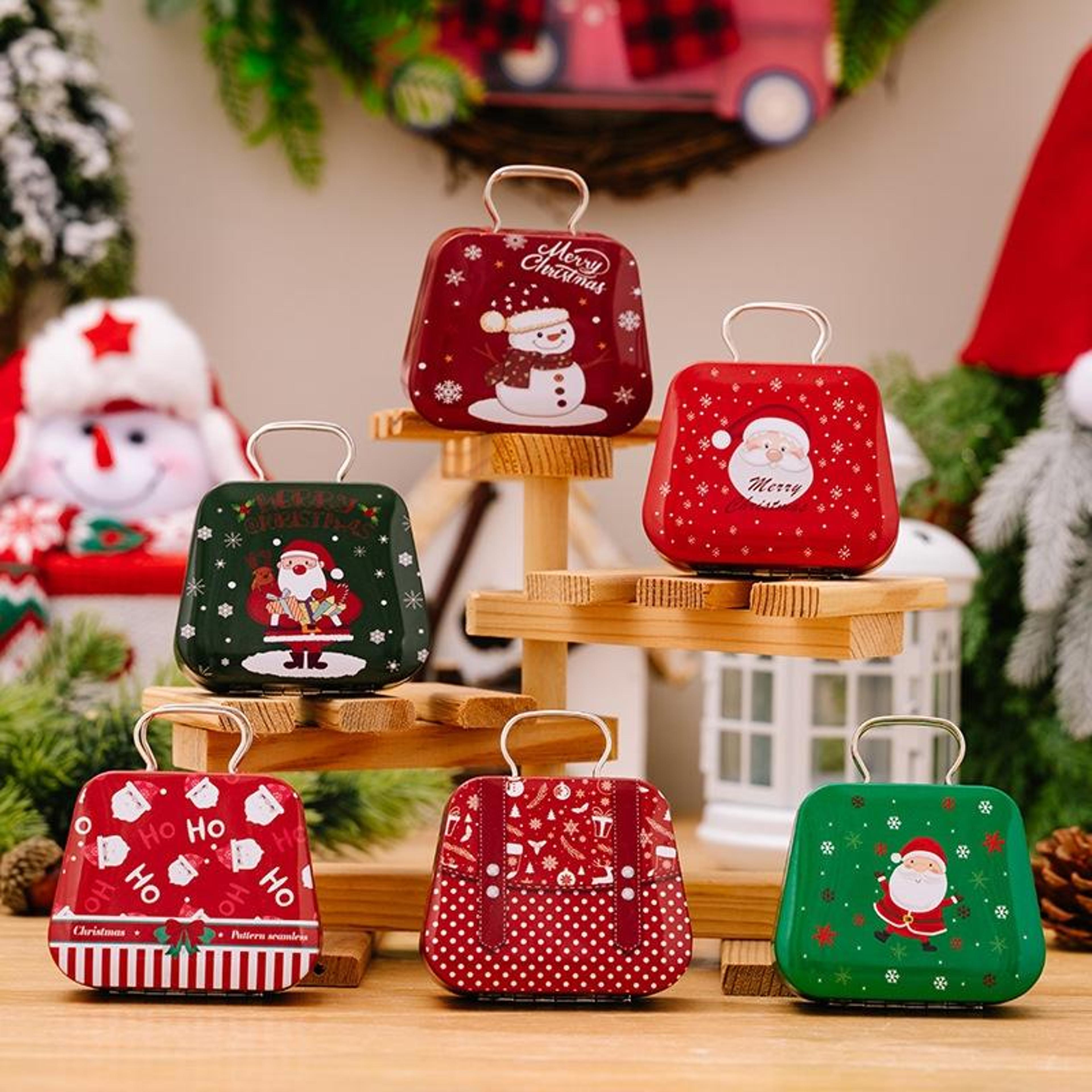 christmas handbag candy tin gift box for treats, party favors and holiday decor