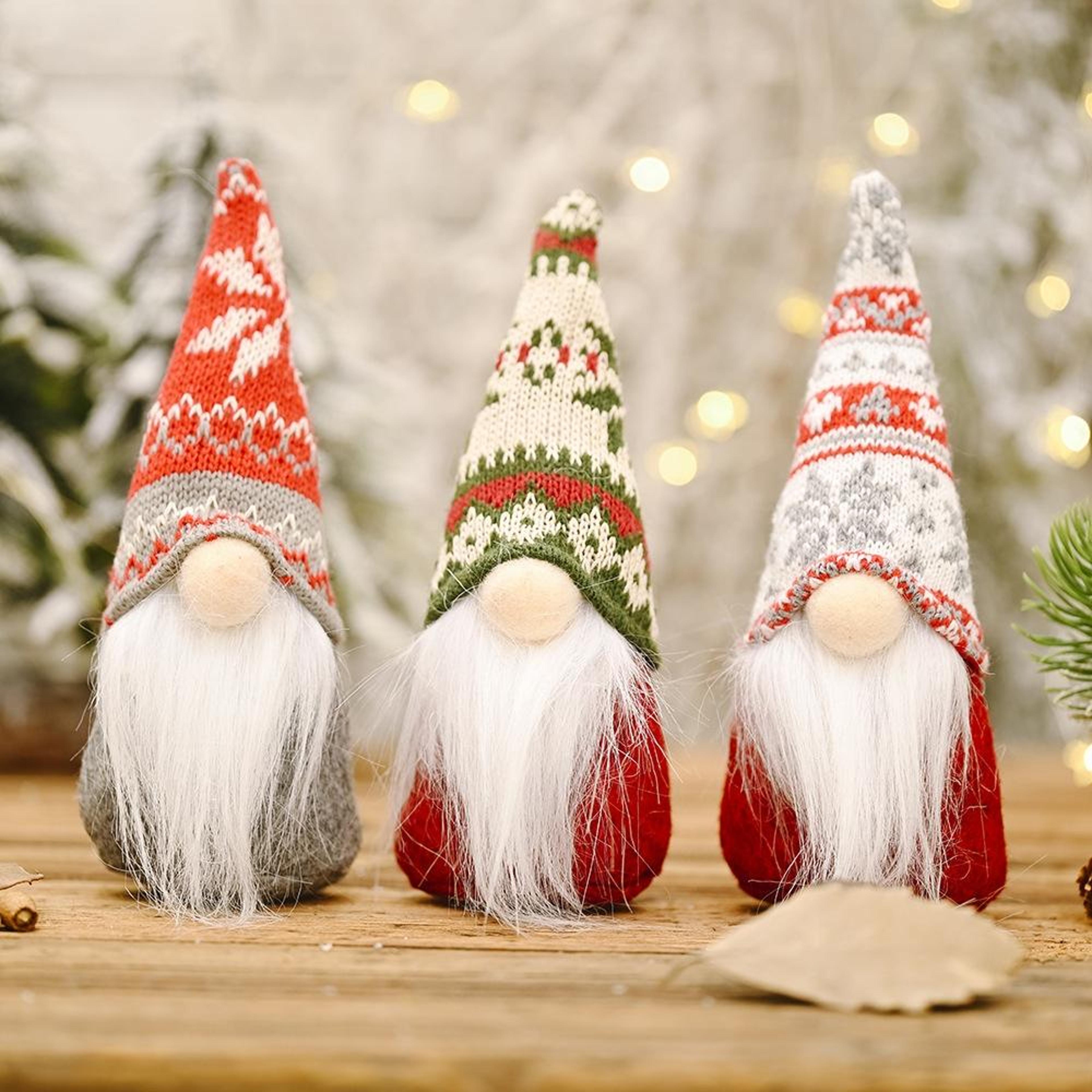 snowflake knitted christmas gnome doll for tabletop holiday decoration