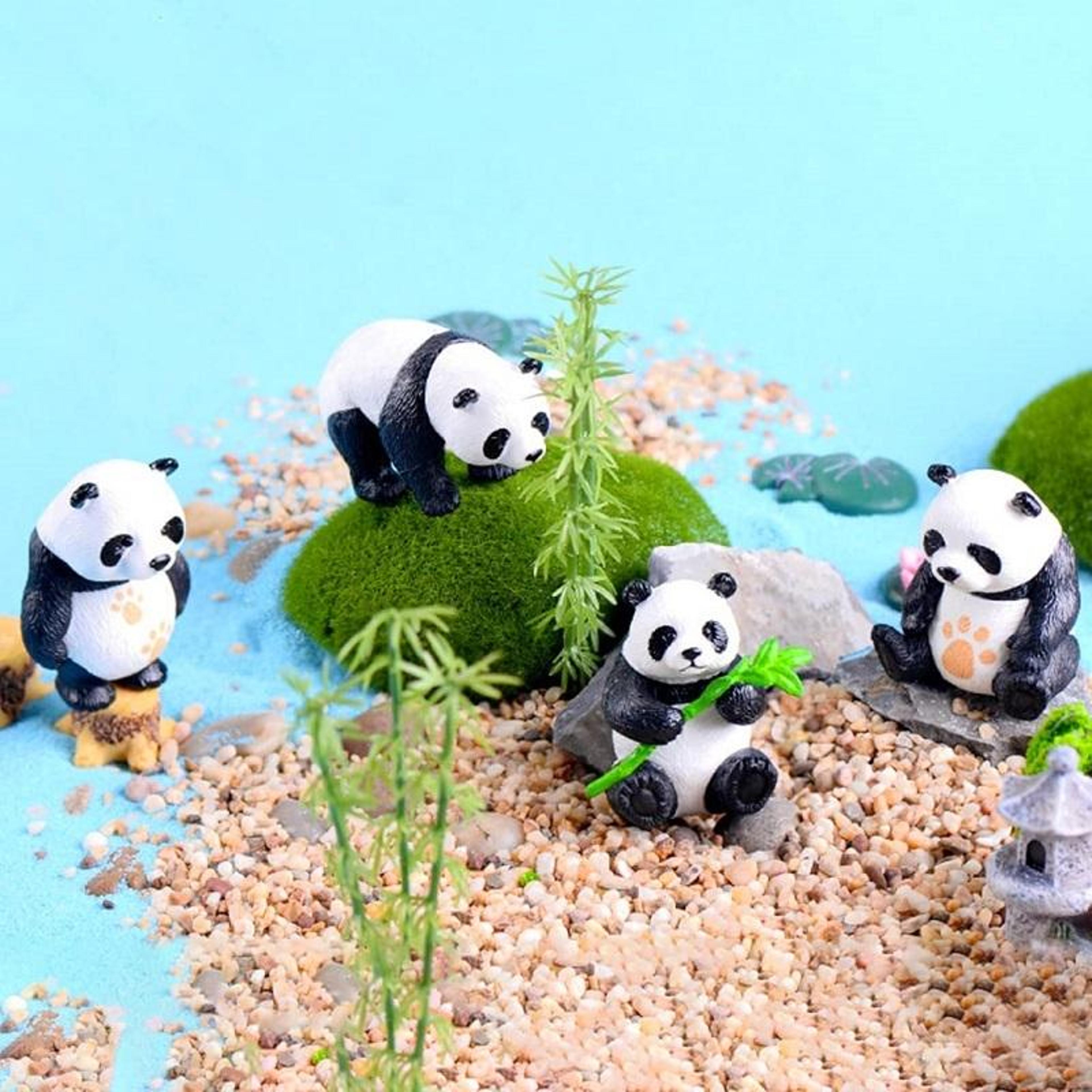 4-piece mini panda figurines pvc panda cake toppers for micro landscapes and diy decor