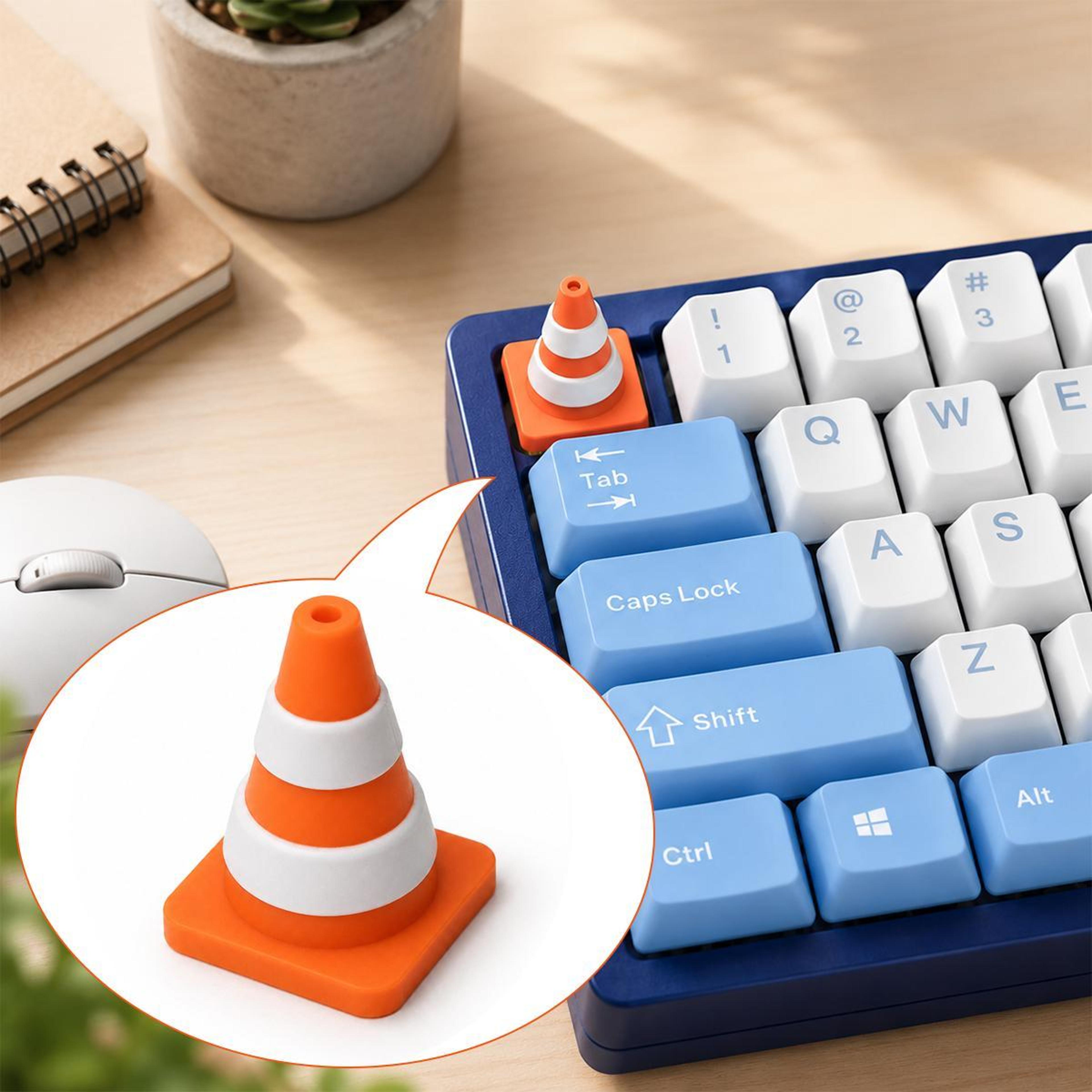 traffic cone mechanical keyboard keycap 3d printed abs novelty artisan keycap