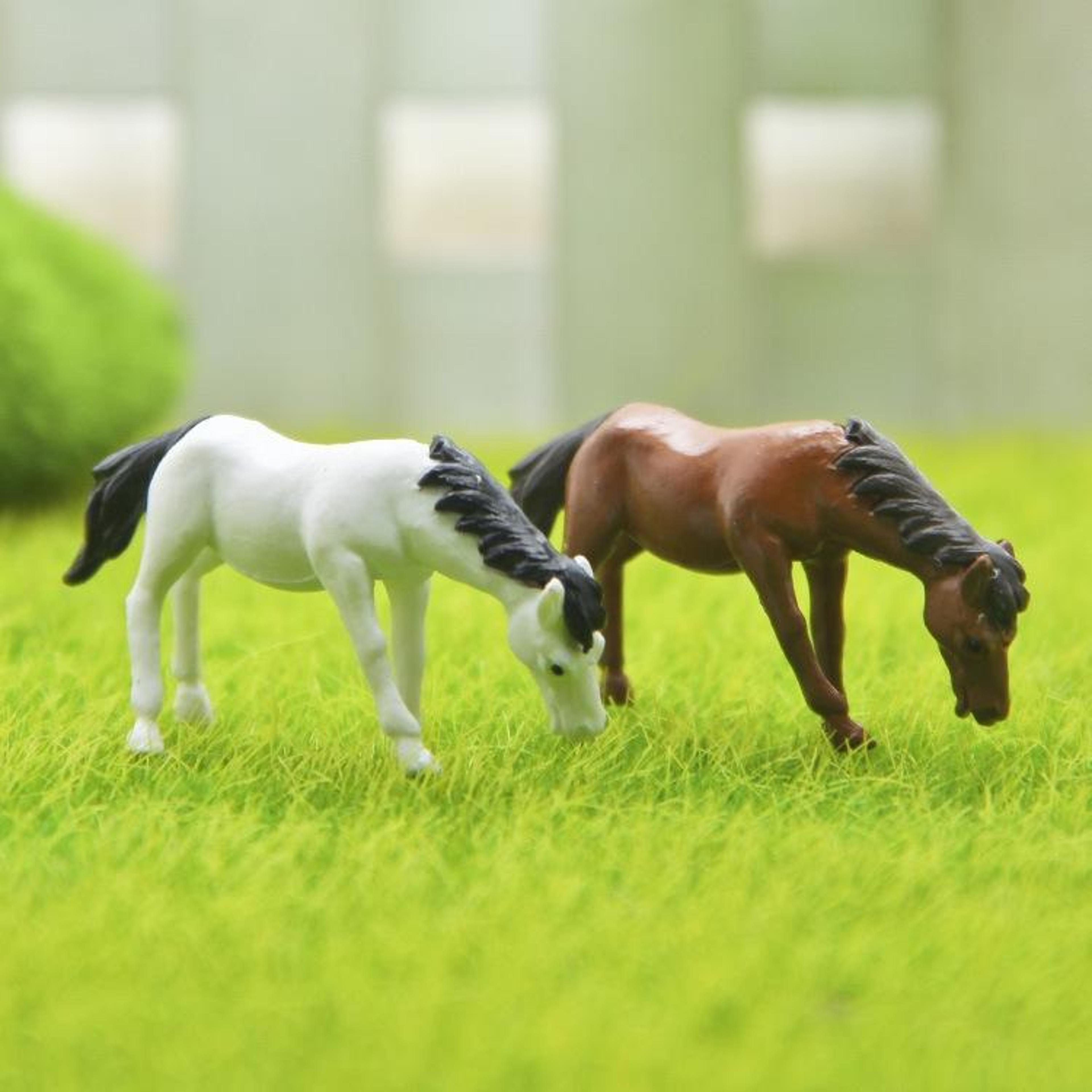 mini horse figurine set for miniature garden, cake topper and desktop decor