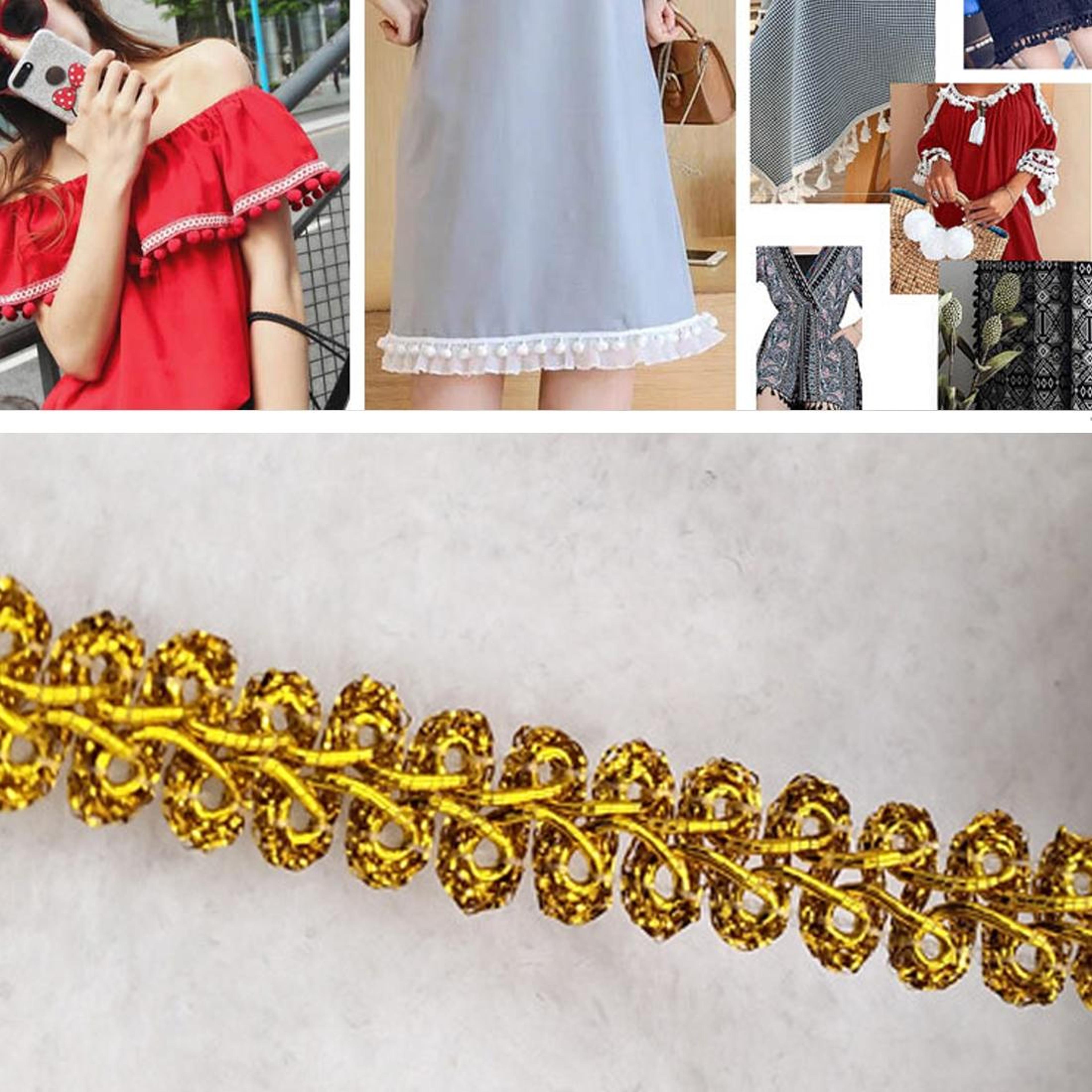 gold centipede lace trim woven decorative ribbon for sewing and diy crafts