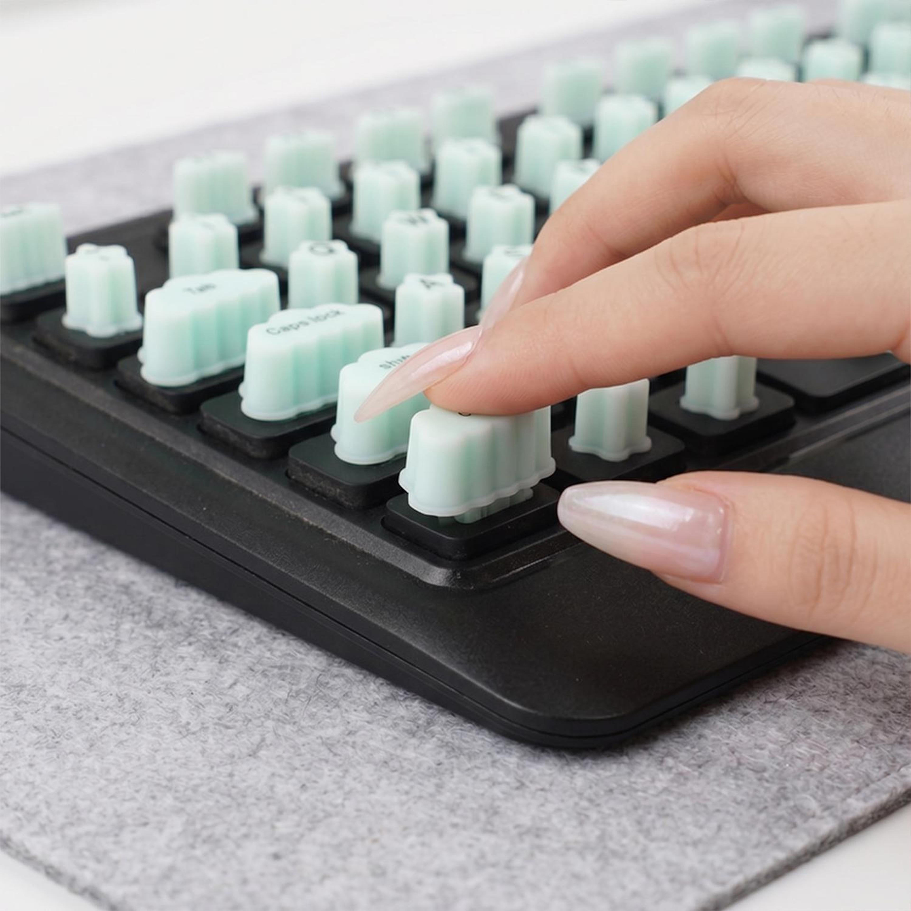 long nail friendly raised silicone keyboard keycaps for comfortable quiet typing