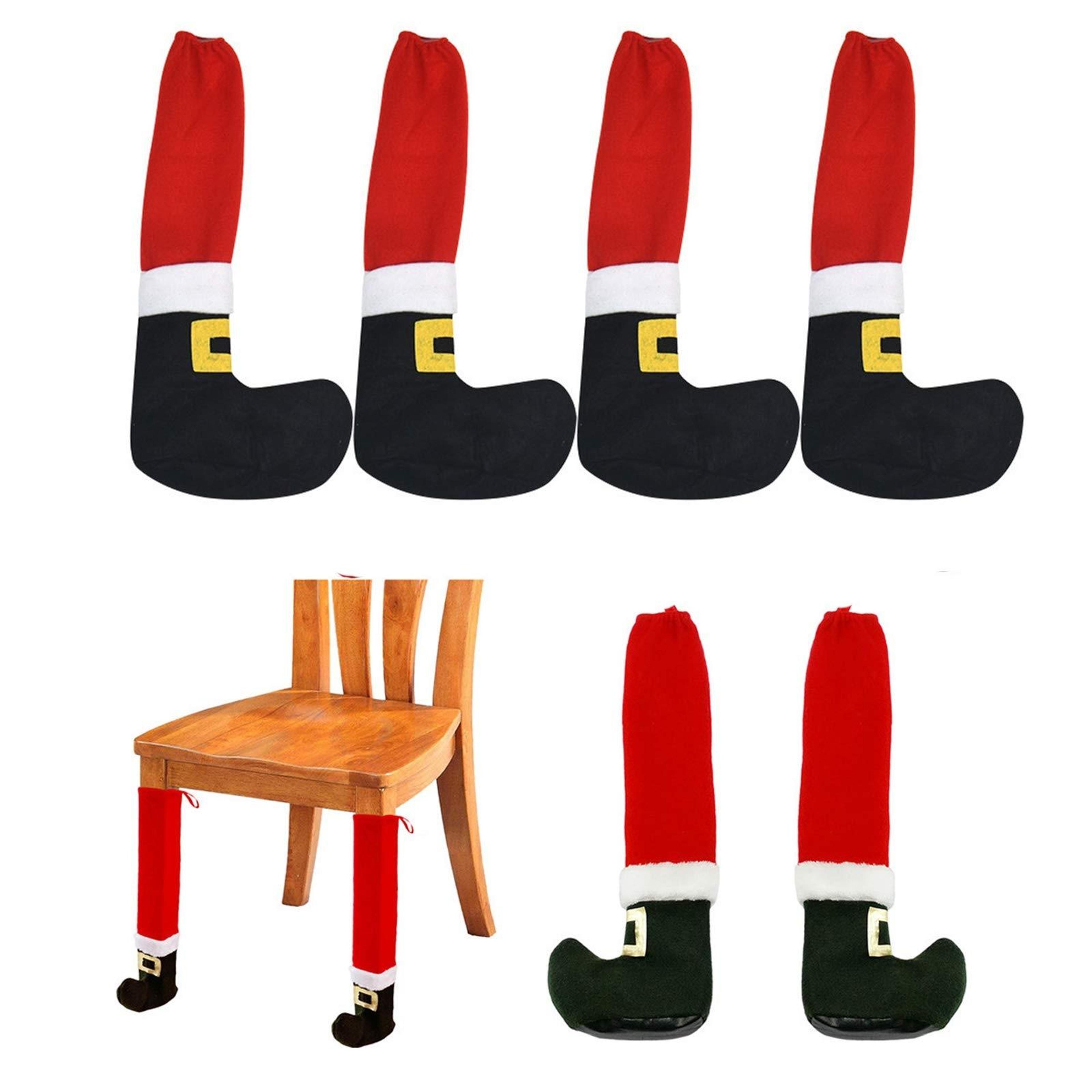 4pcs christmas chair leg covers and furniture floor protectors with festive elf boot design