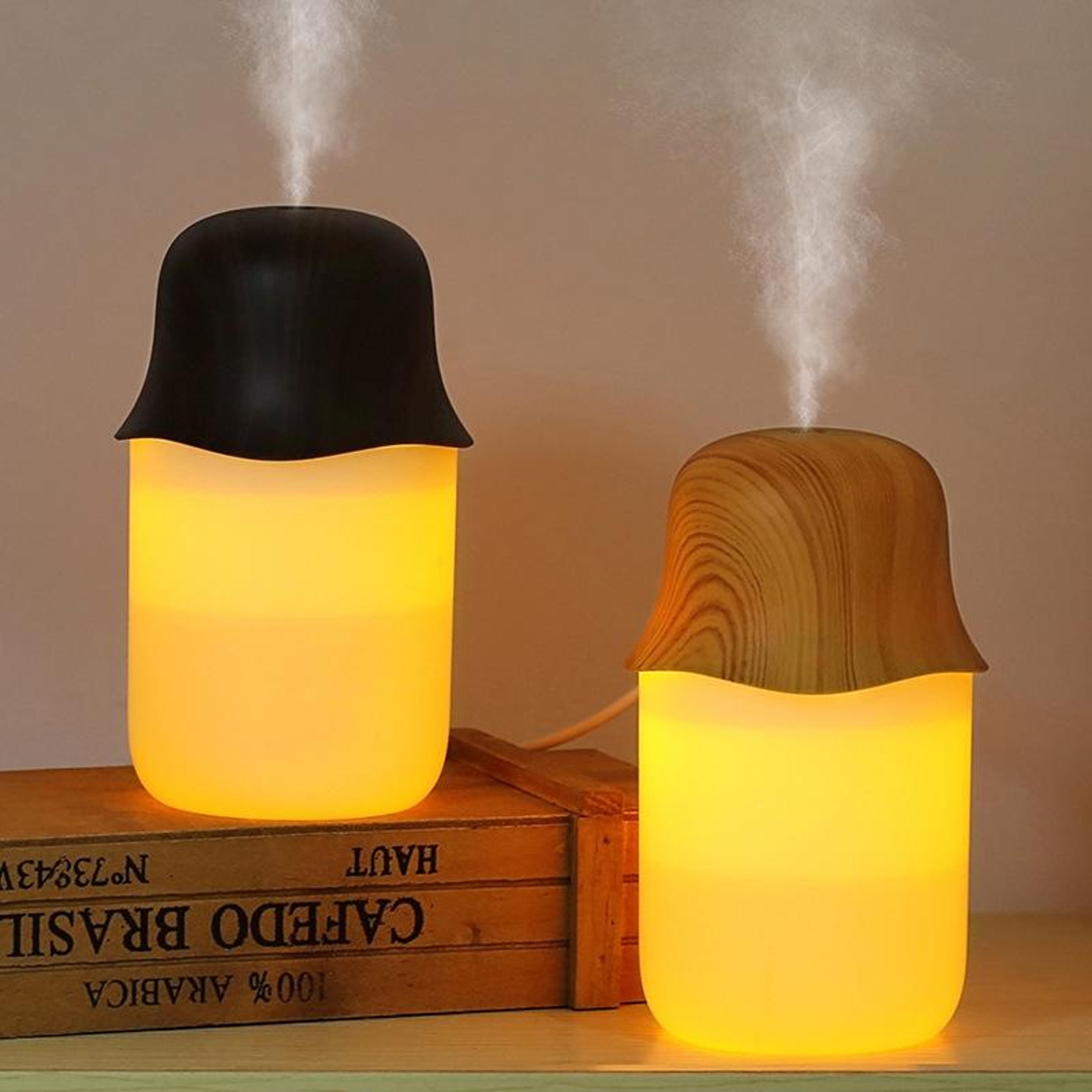 wood grain usb humidifier 230ml desktop aromatherapy diffuser with warm night light