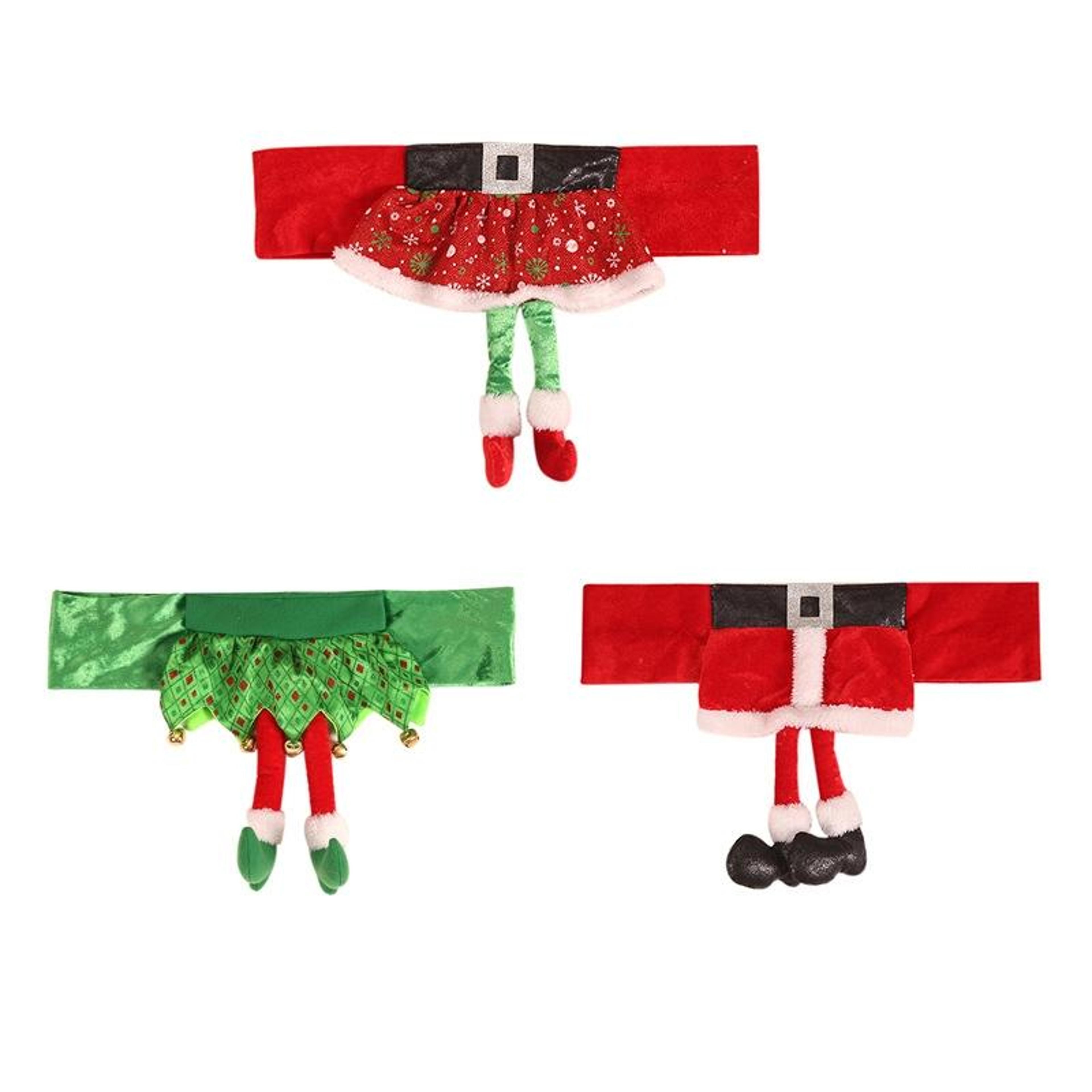festive elf christmas chair covers with dangling legs for holiday dining decor