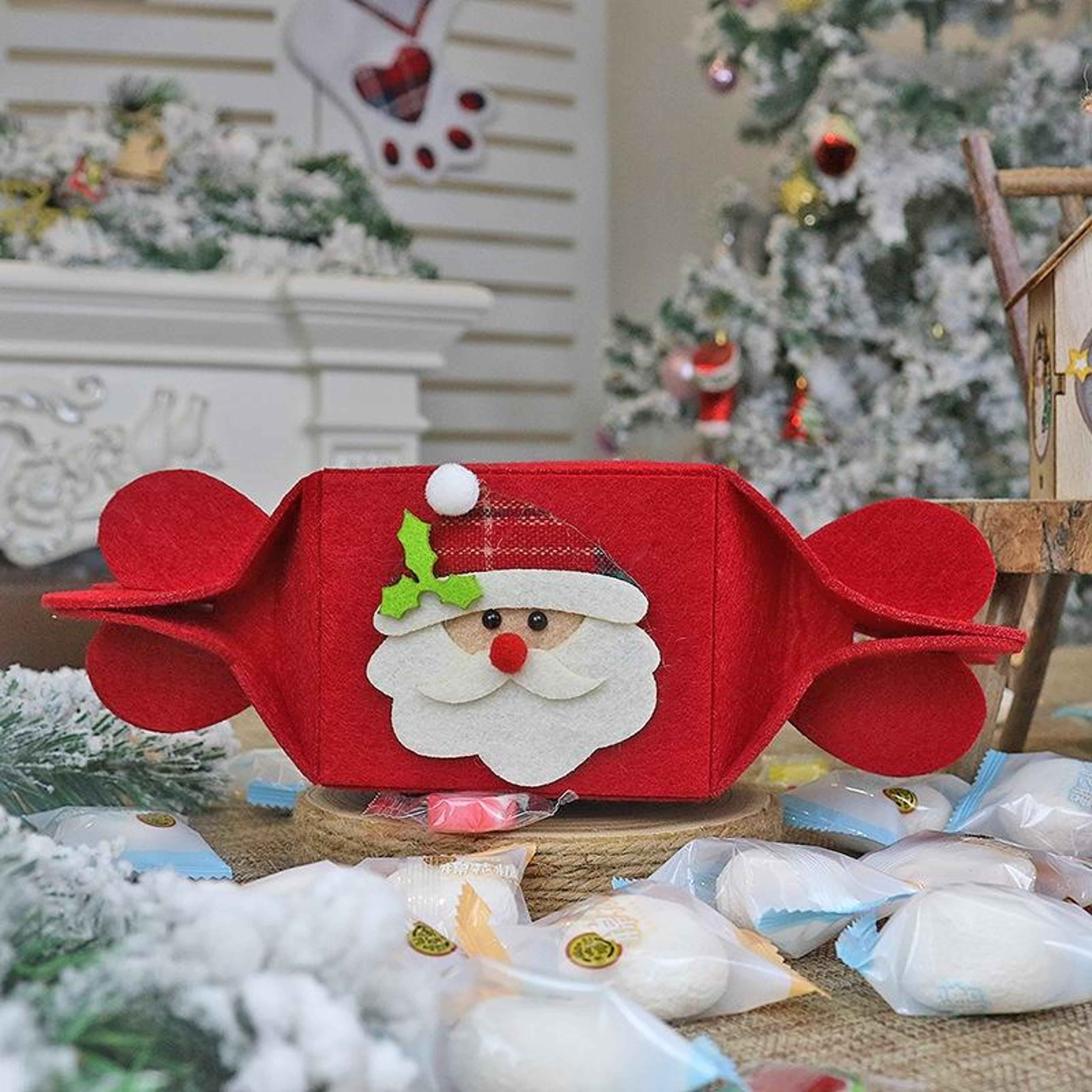 christmas candy gift bag foldable non-woven holiday gift packaging