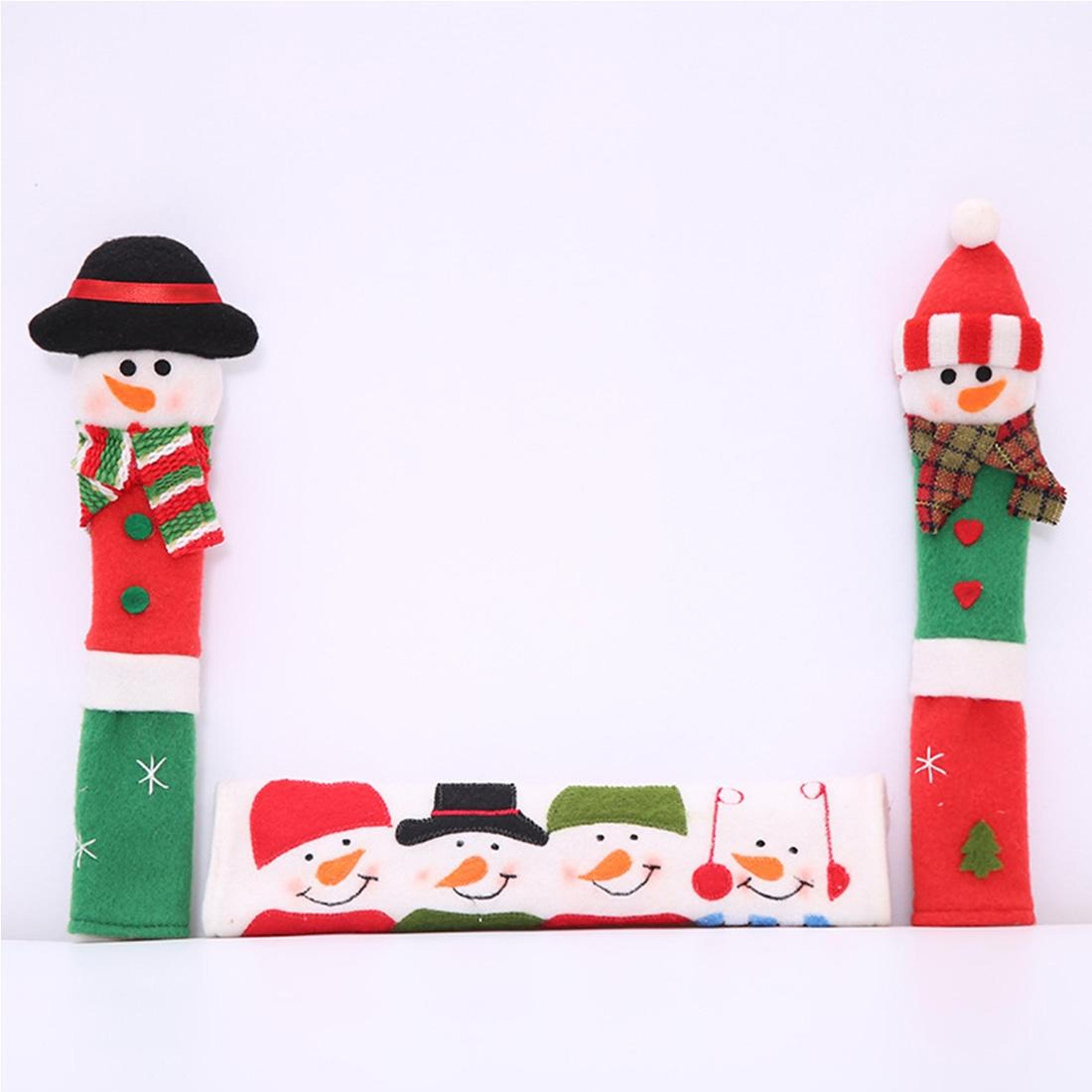 3 in 1 christmas fridge handle covers set with snowman kitchen decor for fridge, microwave and oven