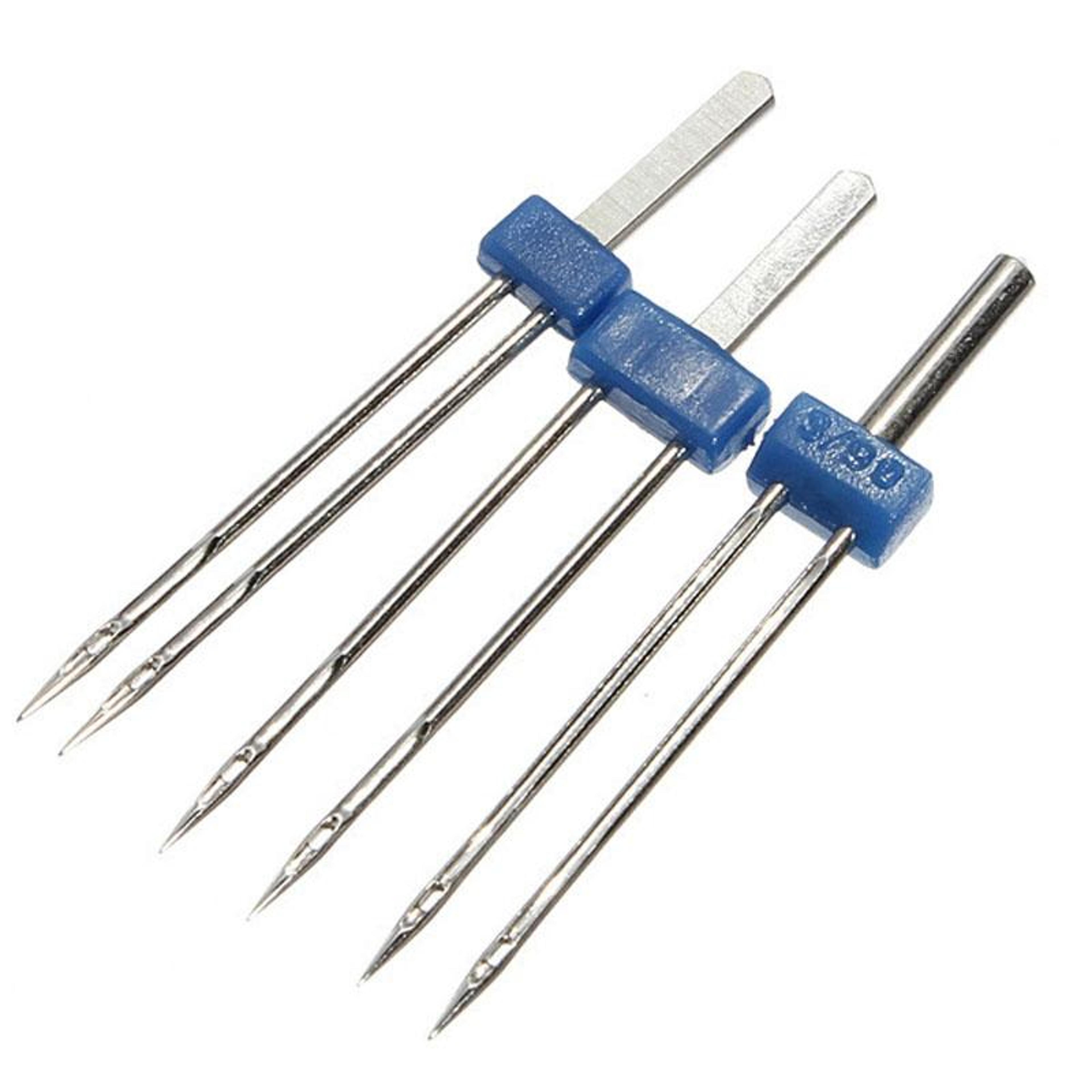 3pcs twin needle set for sewing machines, 2mm, 3mm & 4mm double stitch needles