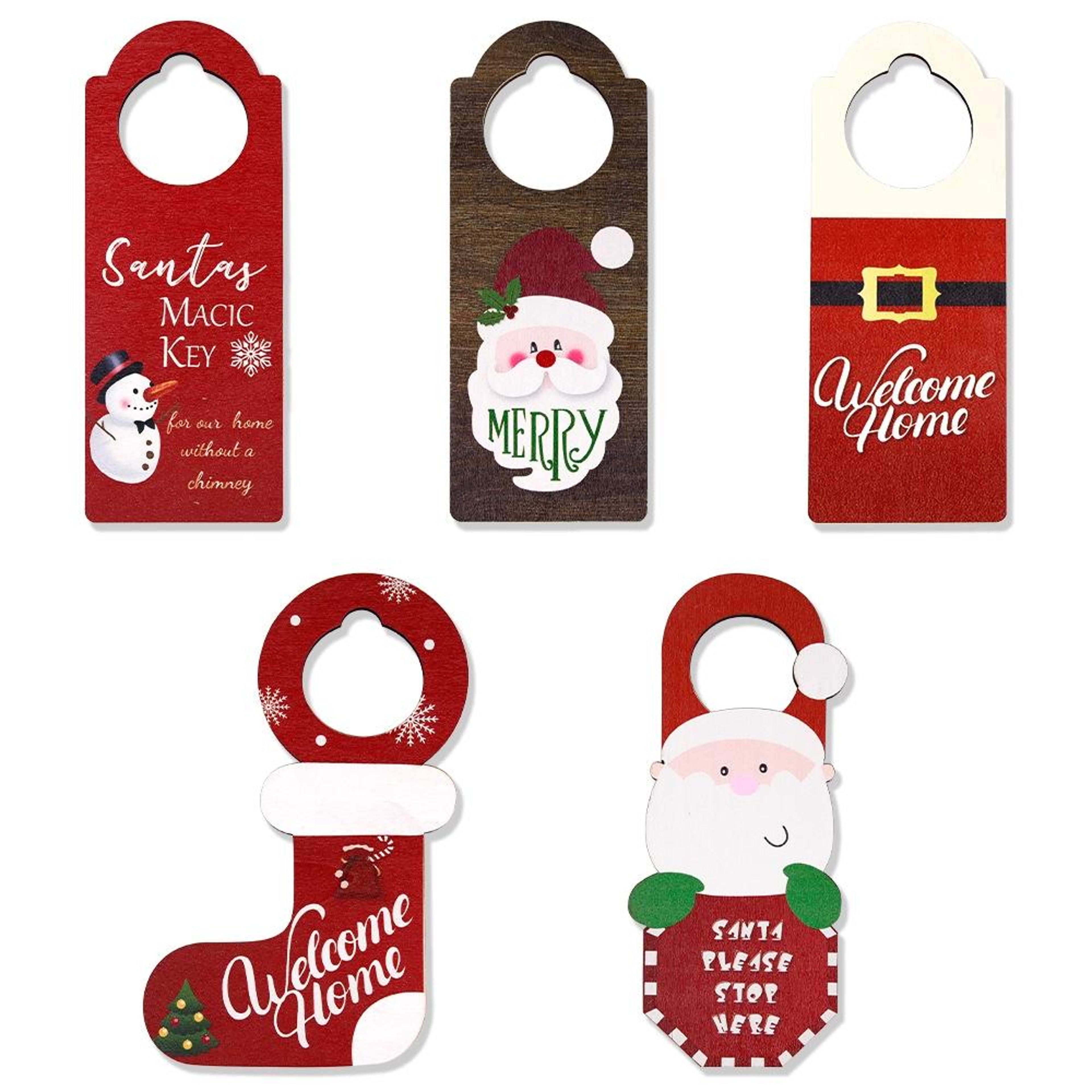 wooden christmas door decor festive door handle decoration holiday ornament