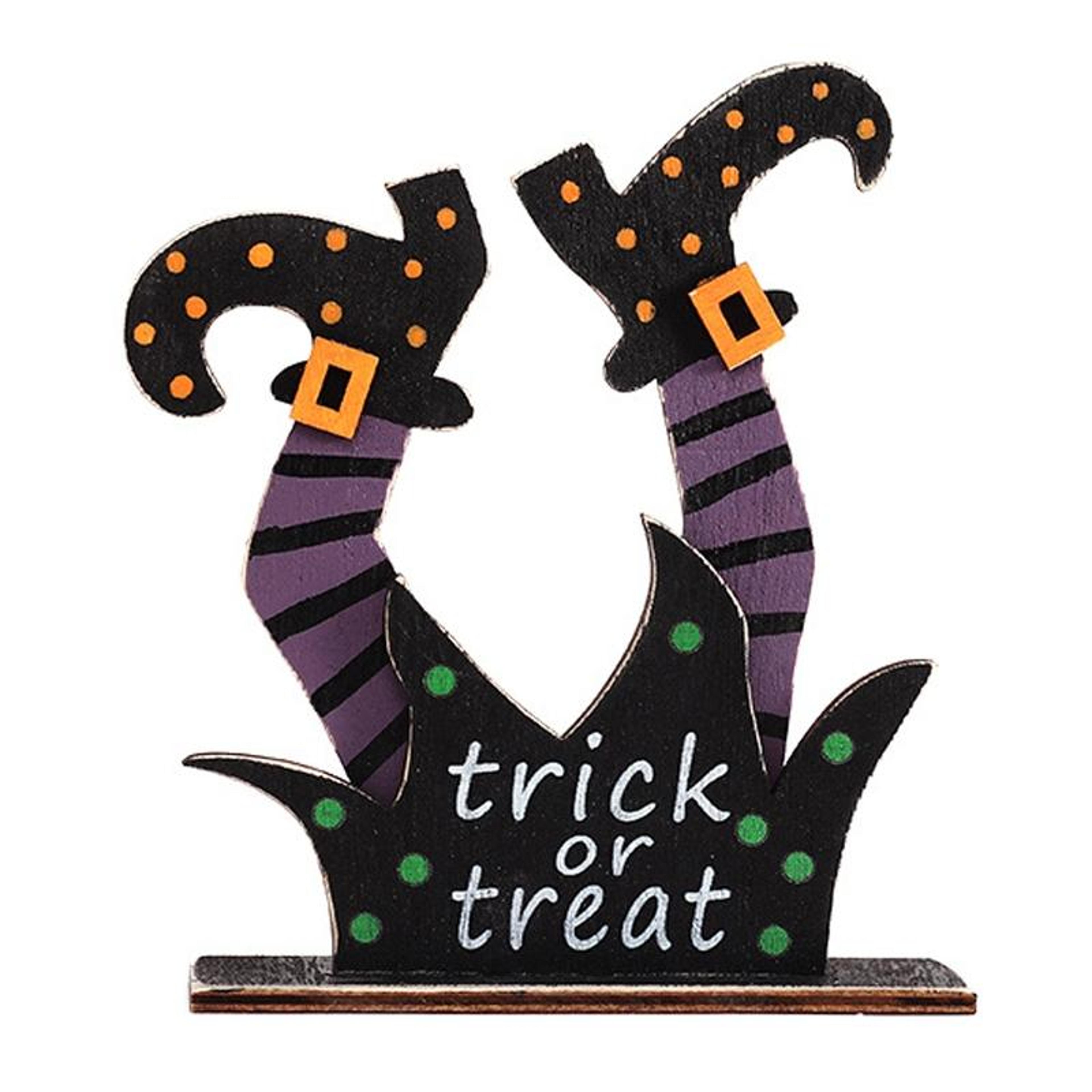 wooden witch & ghost halloween tabletop decor, painted 3d halloween party decorations