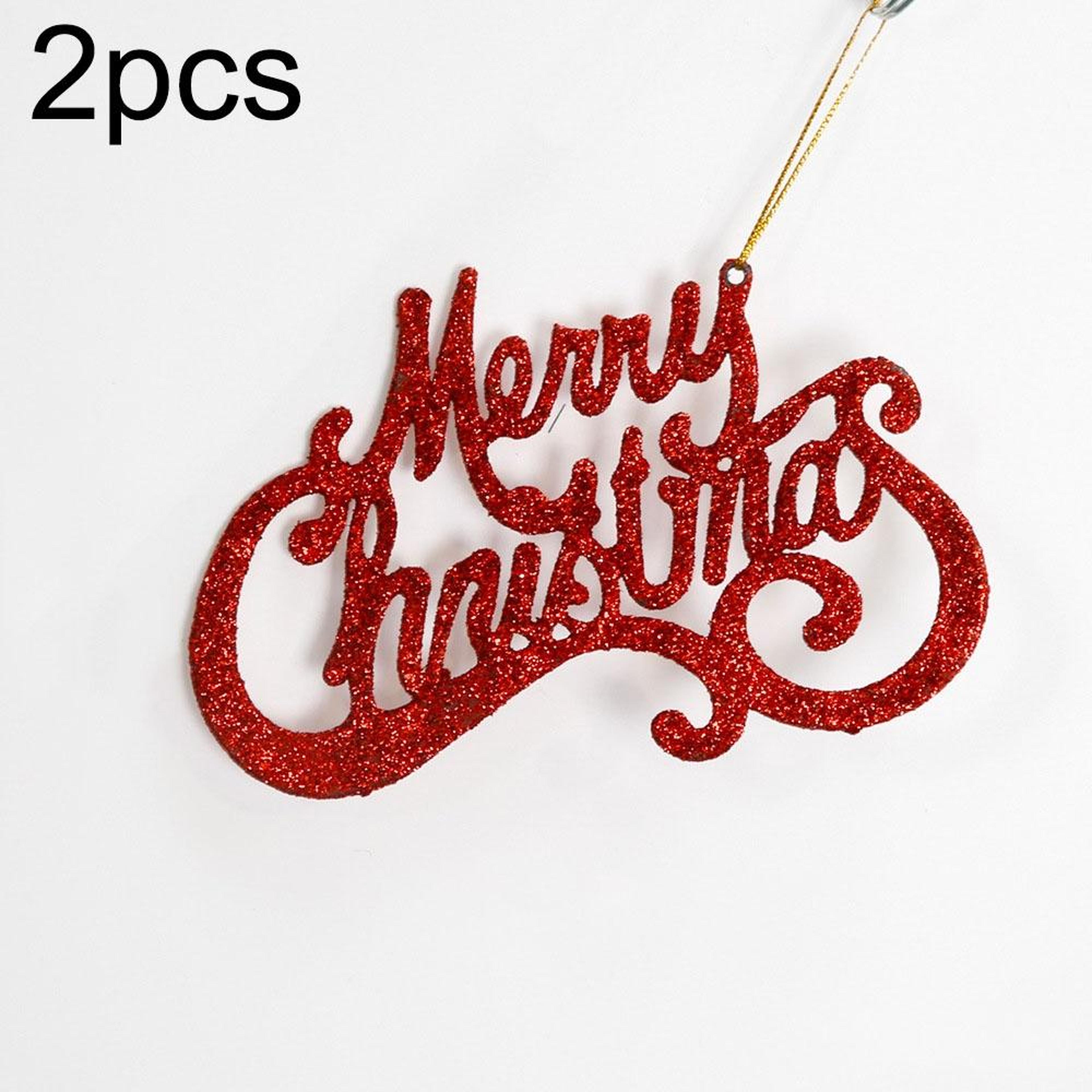 2pcs shiny christmas letter ornaments for tree and diy holiday decor