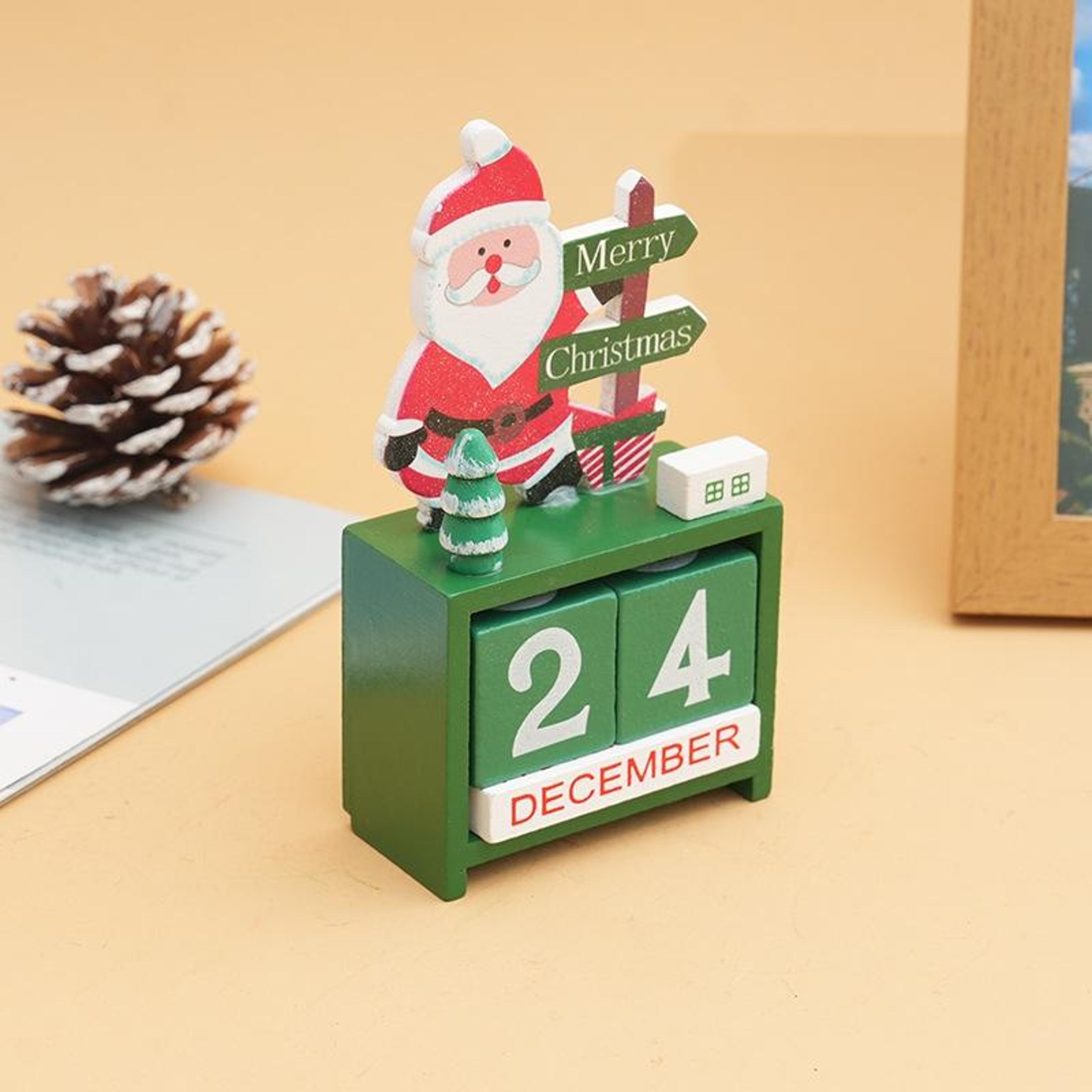 wooden christmas countdown calendar with blocks reusable desktop holiday decoration