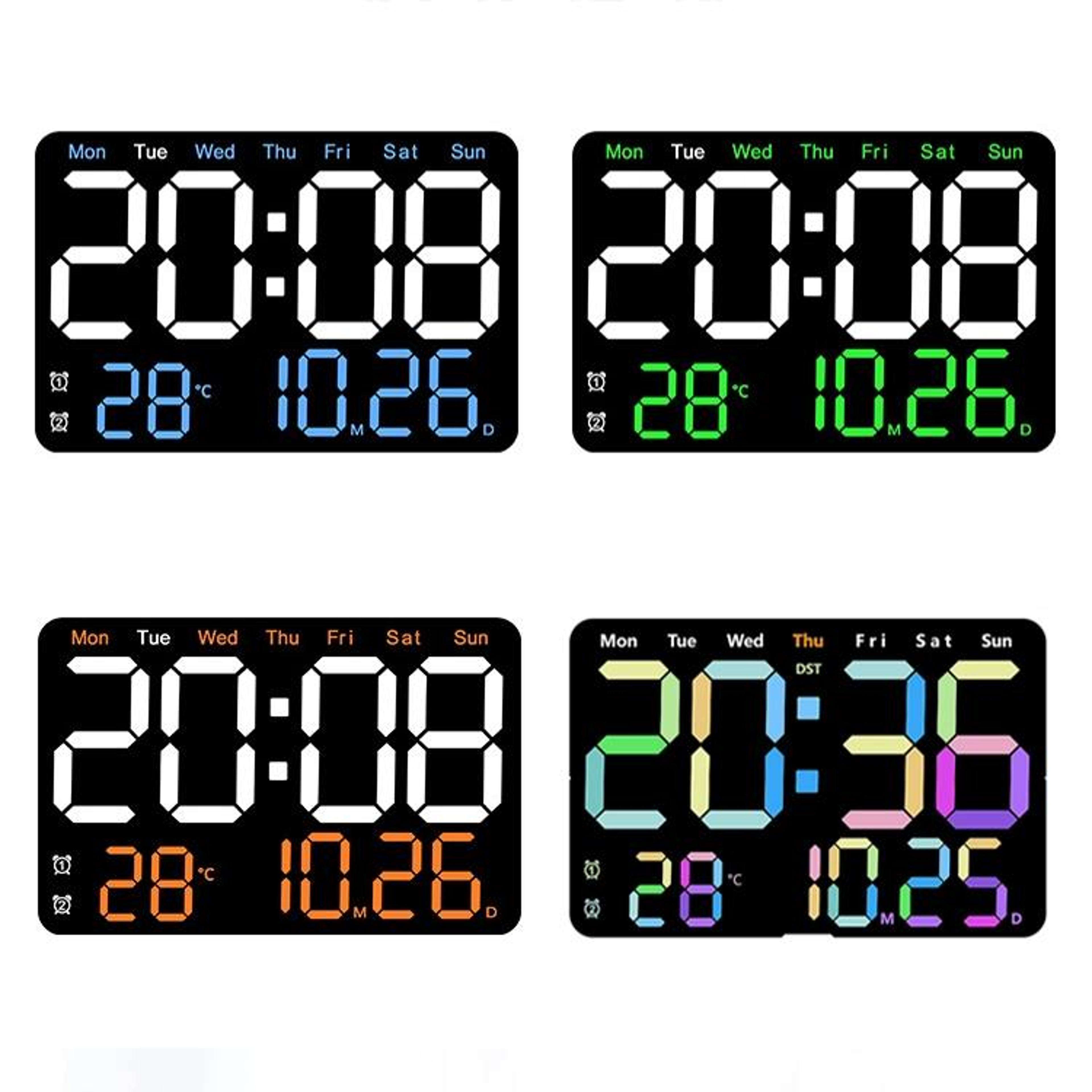 multifunction led digital wall clock with temperature display and auto brightness