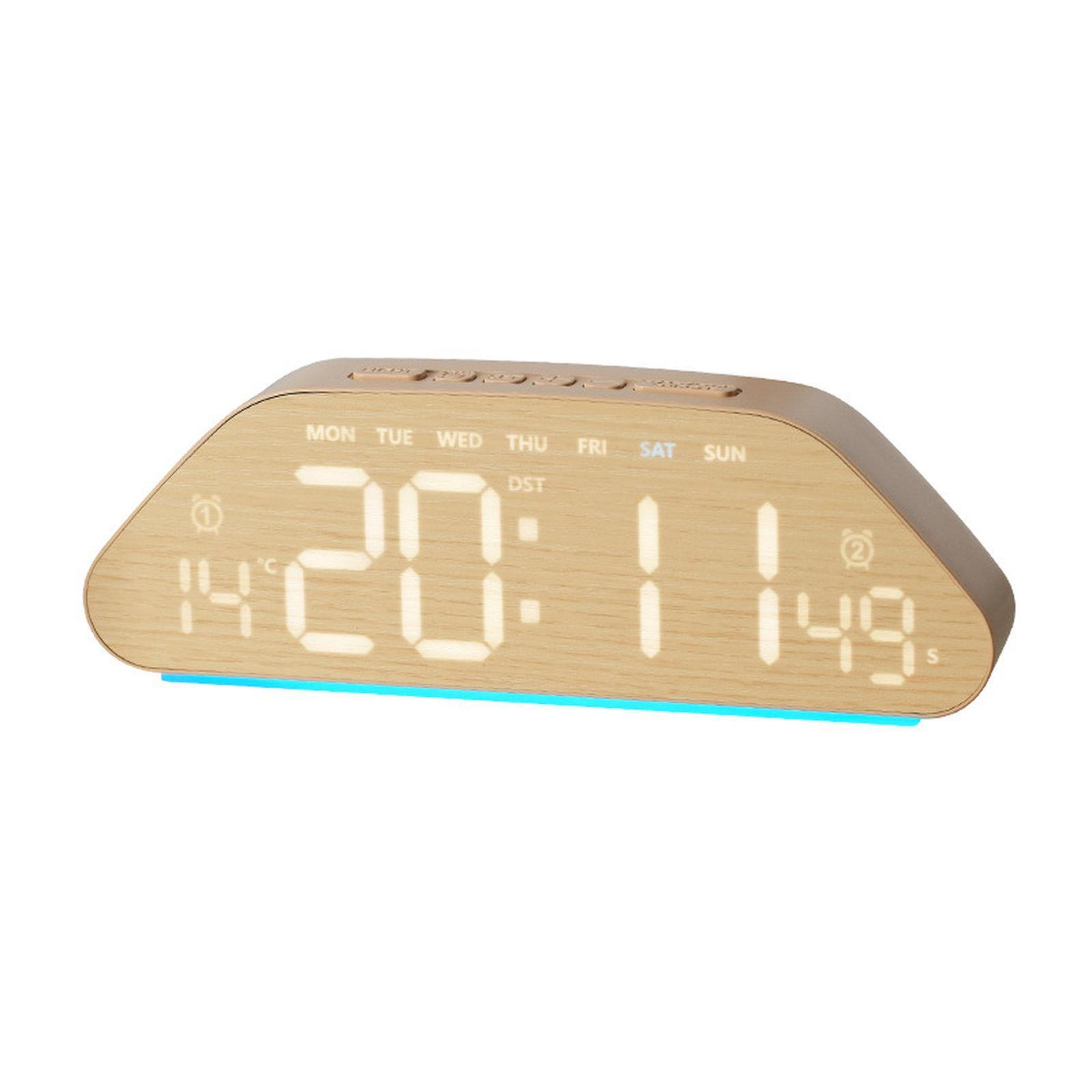 modern digital alarm clock with ambient night light, dual alarm and usb charging port