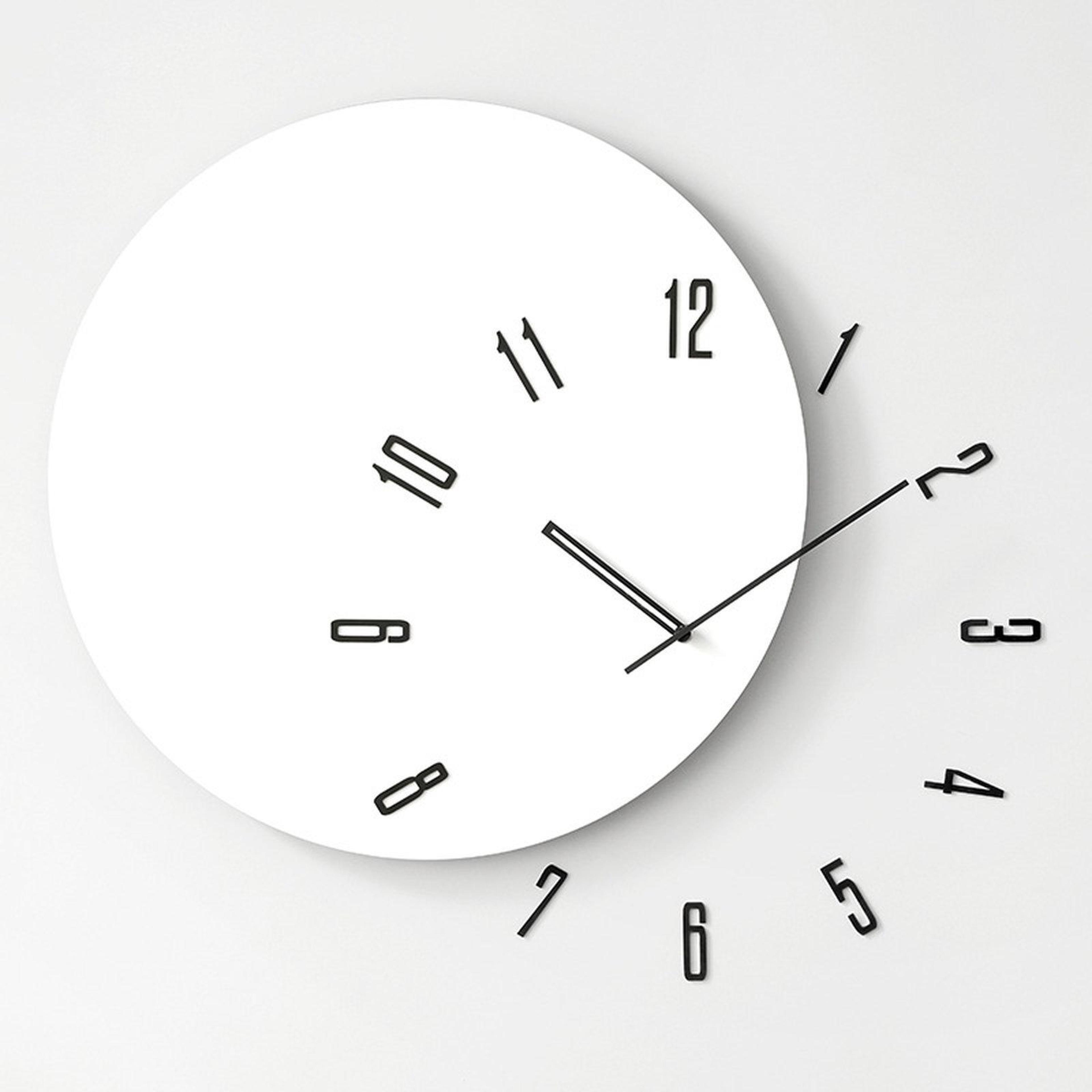 modern silent wall clock with asymmetrical wood design for living room and office