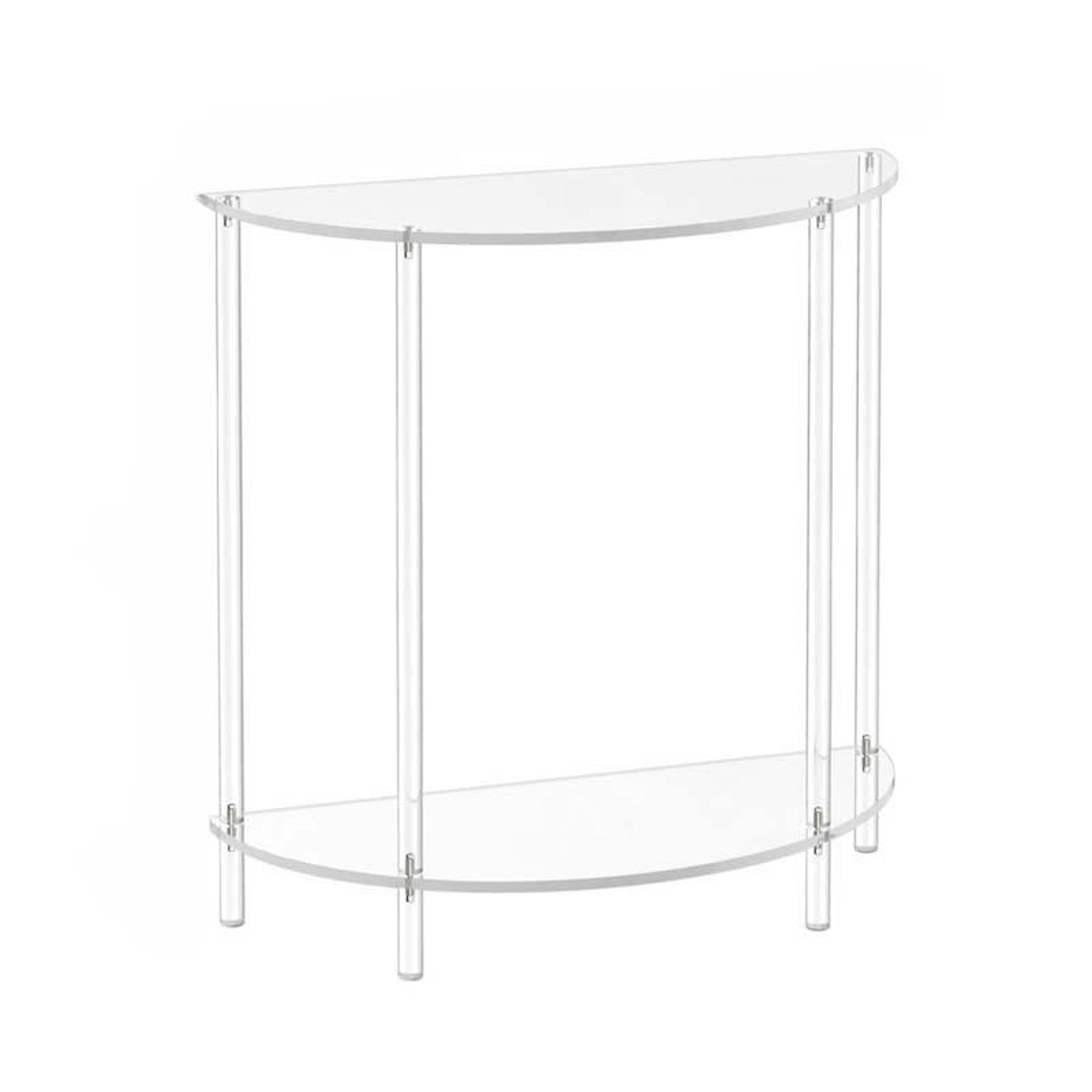 2-tier clear acrylic side table compact semi-oval bedside table for small spaces