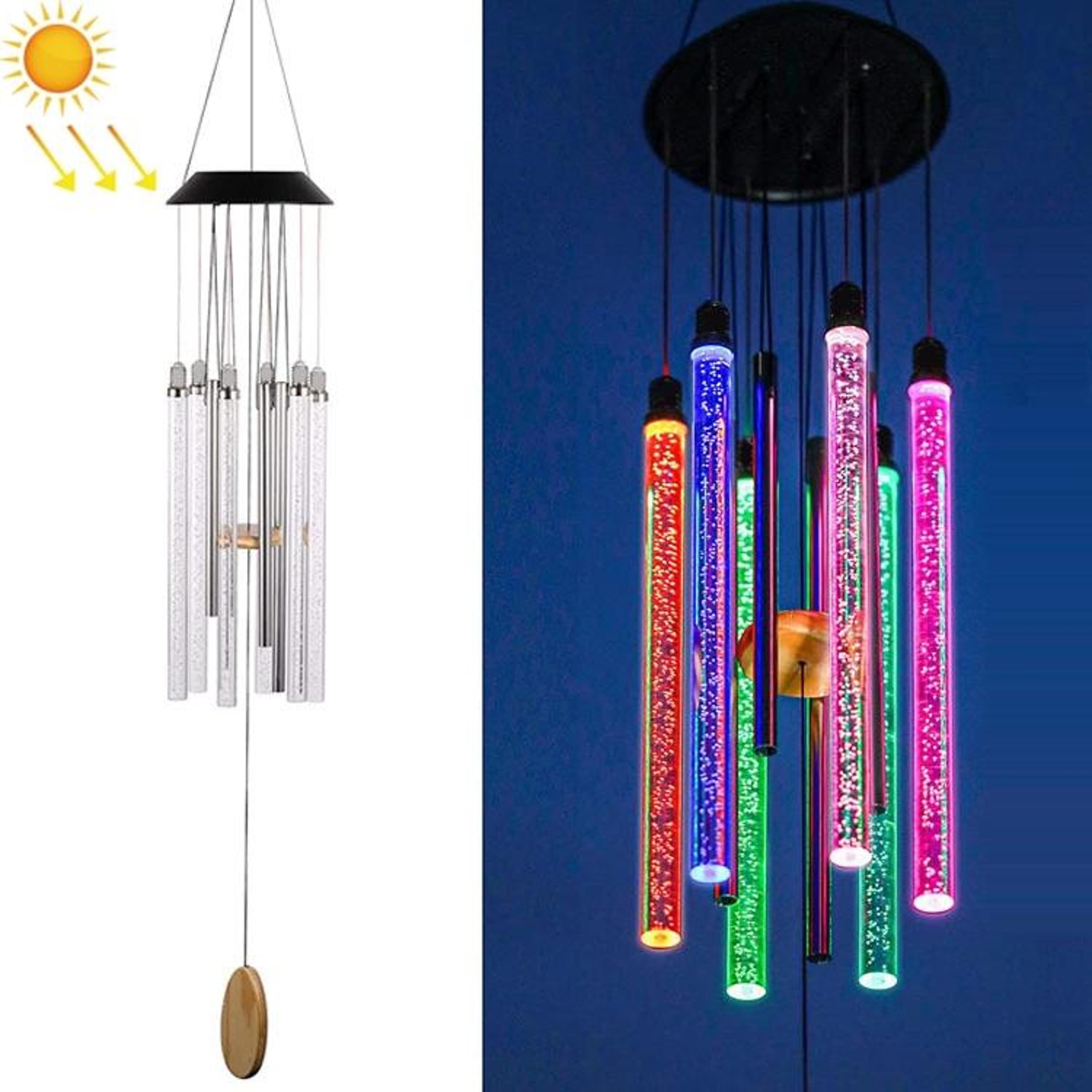 solar color-changing wind chime led rotating garden light with acrylic sticks