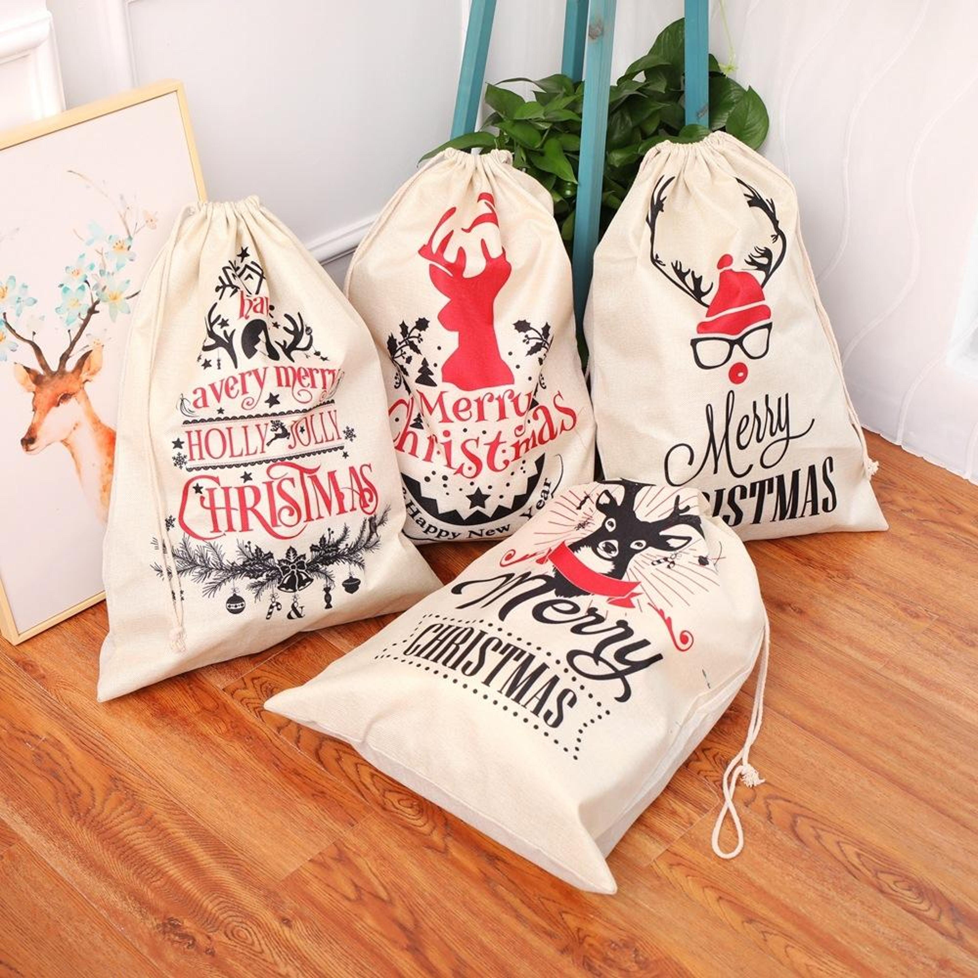 christmas gift bag santa sack for presents, candy and holiday decor